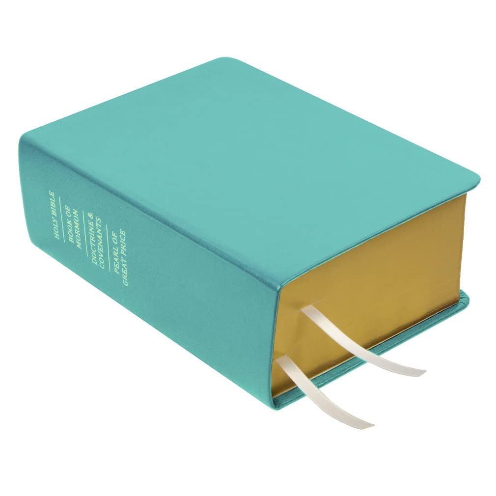 LDS Scriptures Set - Genuine Teal Blue Leather Quad with Book of Mormon, Holy Bible, Doctrine & Covenants & Pearl of Great Price | Perfect for Latter-Day Saints Study, Worship & Gift Giving