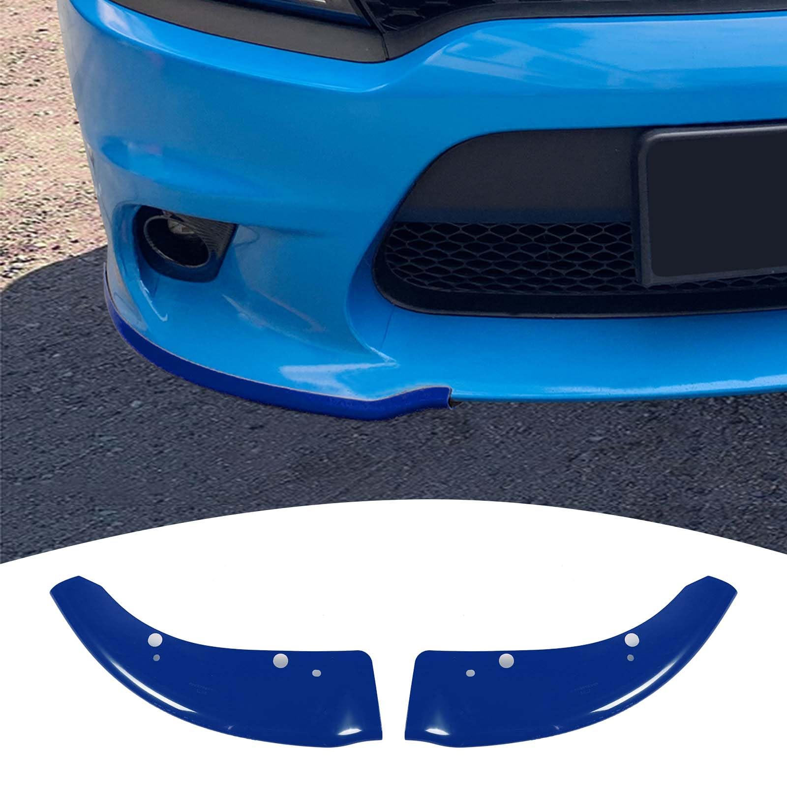 2015-2023 Dodge Charger SRT Hellcat Front Bumper Lip Splitter Protector Cover - 2PC Blue Exterior Accessories for Enhanced Style & Protection - Perfect for Car Shows & Daily Driving