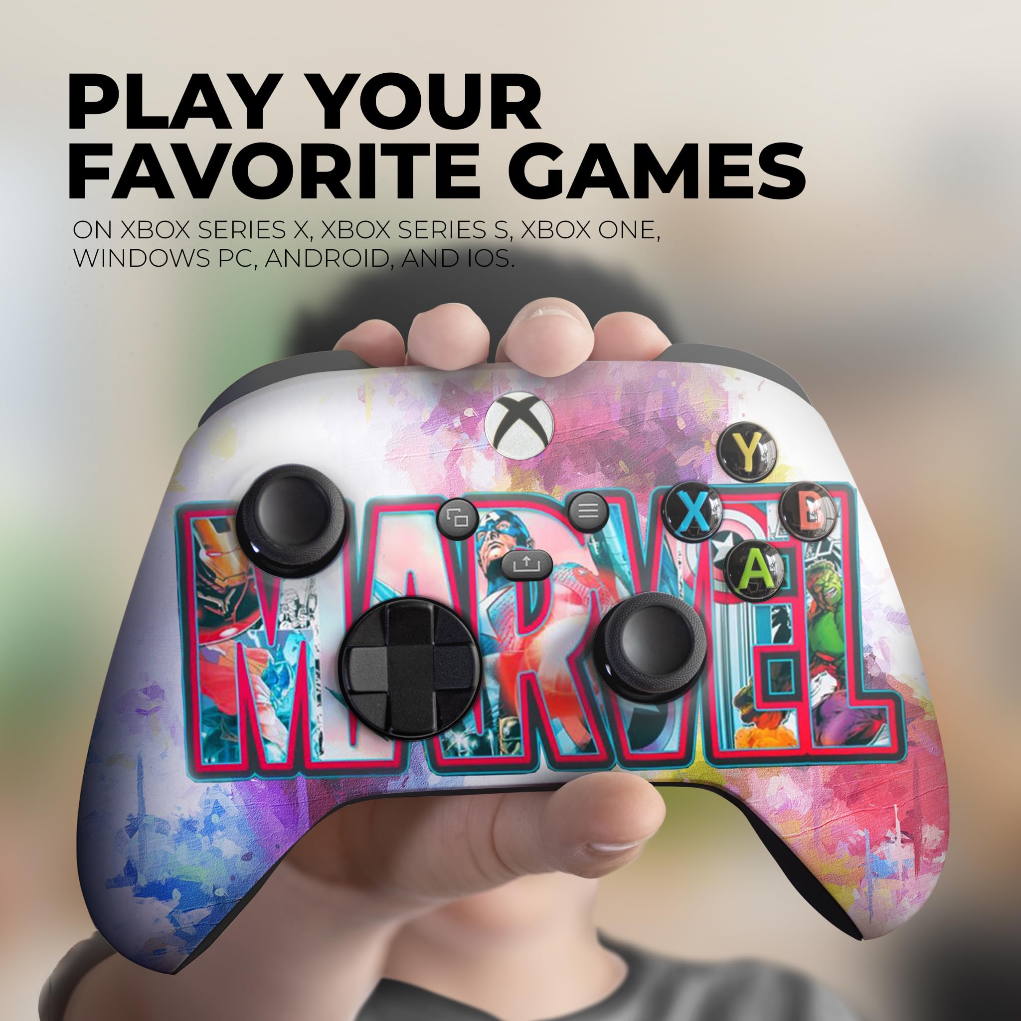 DreamController Marvvel Wireless Xbox One & Series X/S Controller - Custom Hydro-Dip Printed Gamepad (Not Just a Skin) | Durable Design for Competitive Gaming & Long Play Sessions