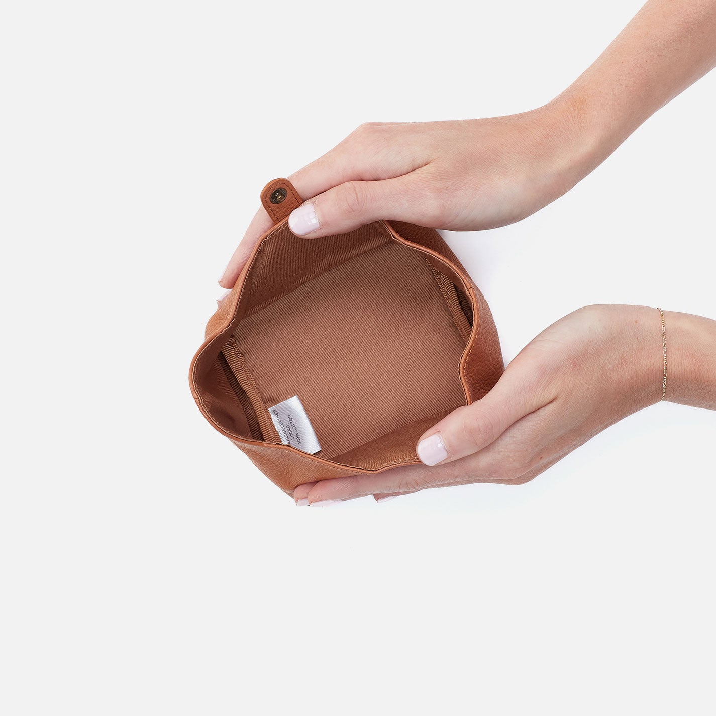 Premium Pebbled Leather Snap Pouch in Butterscotch - Stylish Wallet for Women, Men | Perfect for Everyday Essentials, Travel & Minimalist Lifestyle