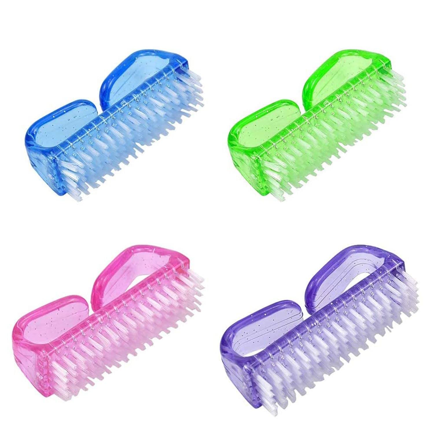 FAMEZA 4-Piece Nail Cleaning Brush Set with Handle - Perfect for Manicure, Pedicure, and Nail Art - Ideal for Home, Salon, and Professional Use