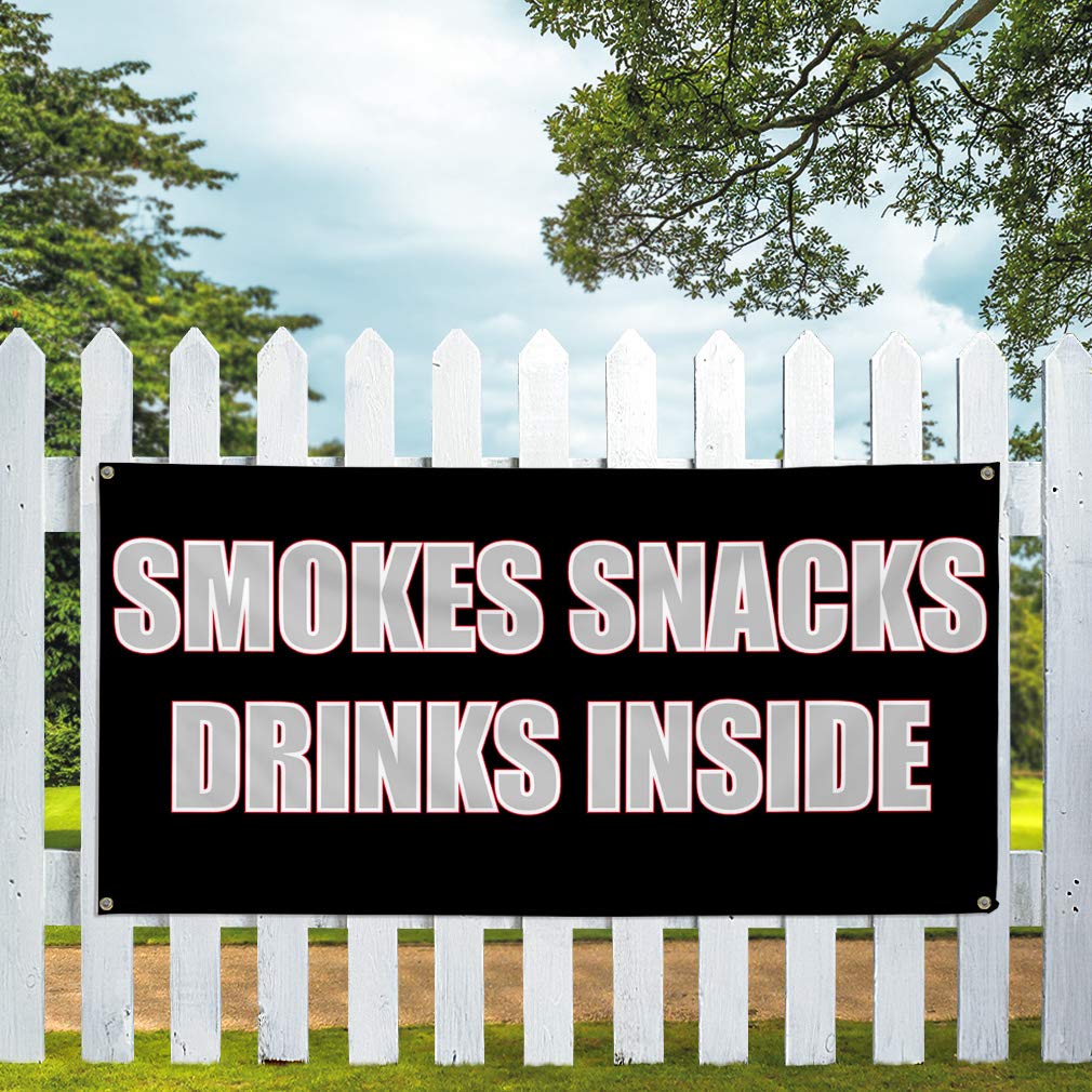 **Heavy-Duty Vinyl Banner - 60x144 Inches, Weatherproof, 10 Grommets - Ideal for Restaurant, Food, Snacks & Drinks Signage - Perfect for Outdoor, Industrial & Yard Use**