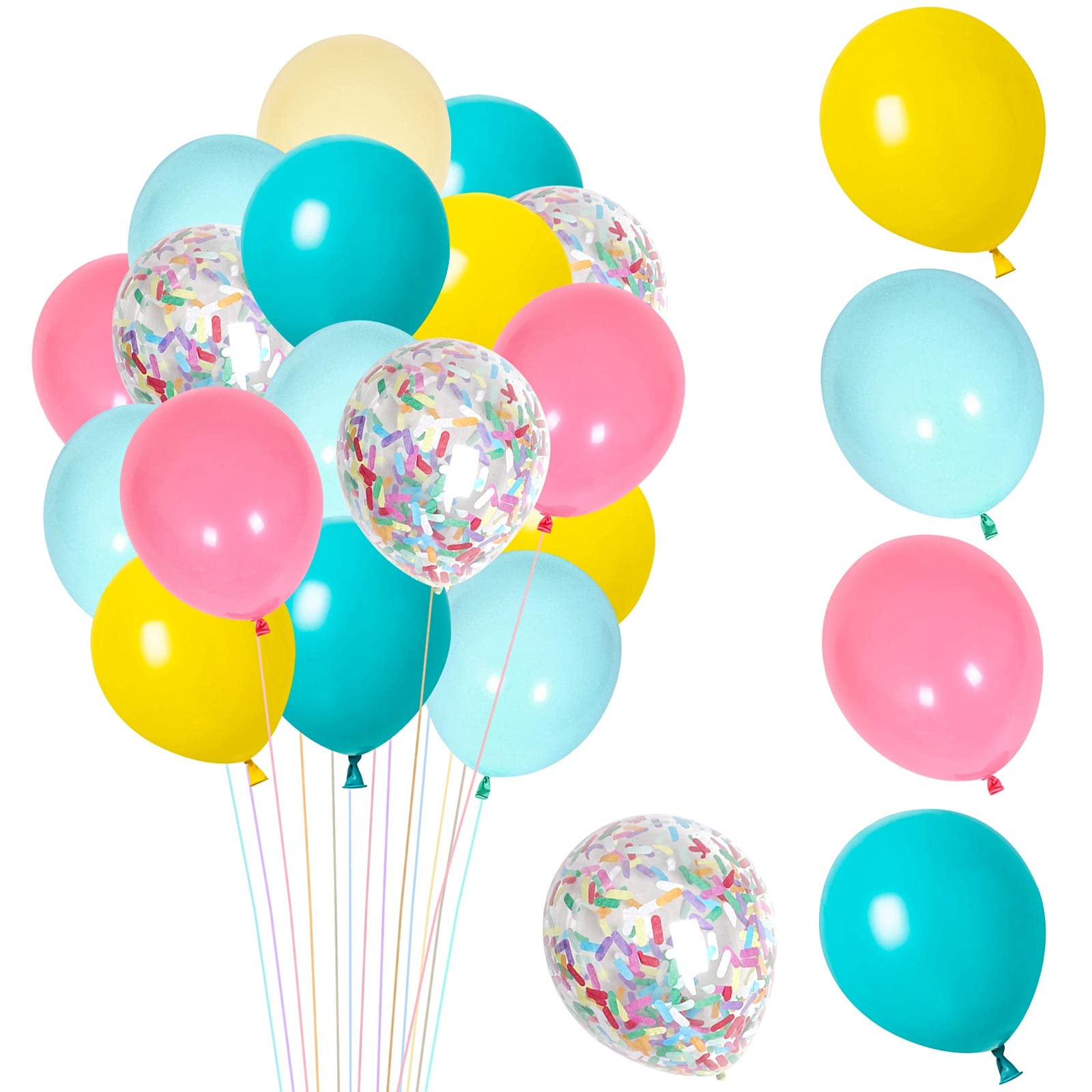 Vibrant Red Yellow Blue Macaron Balloons & Colorful Confetti Balloons - Perfect for Baby Showers, Birthday Parties, Wedding Decorations & Festive Celebrations