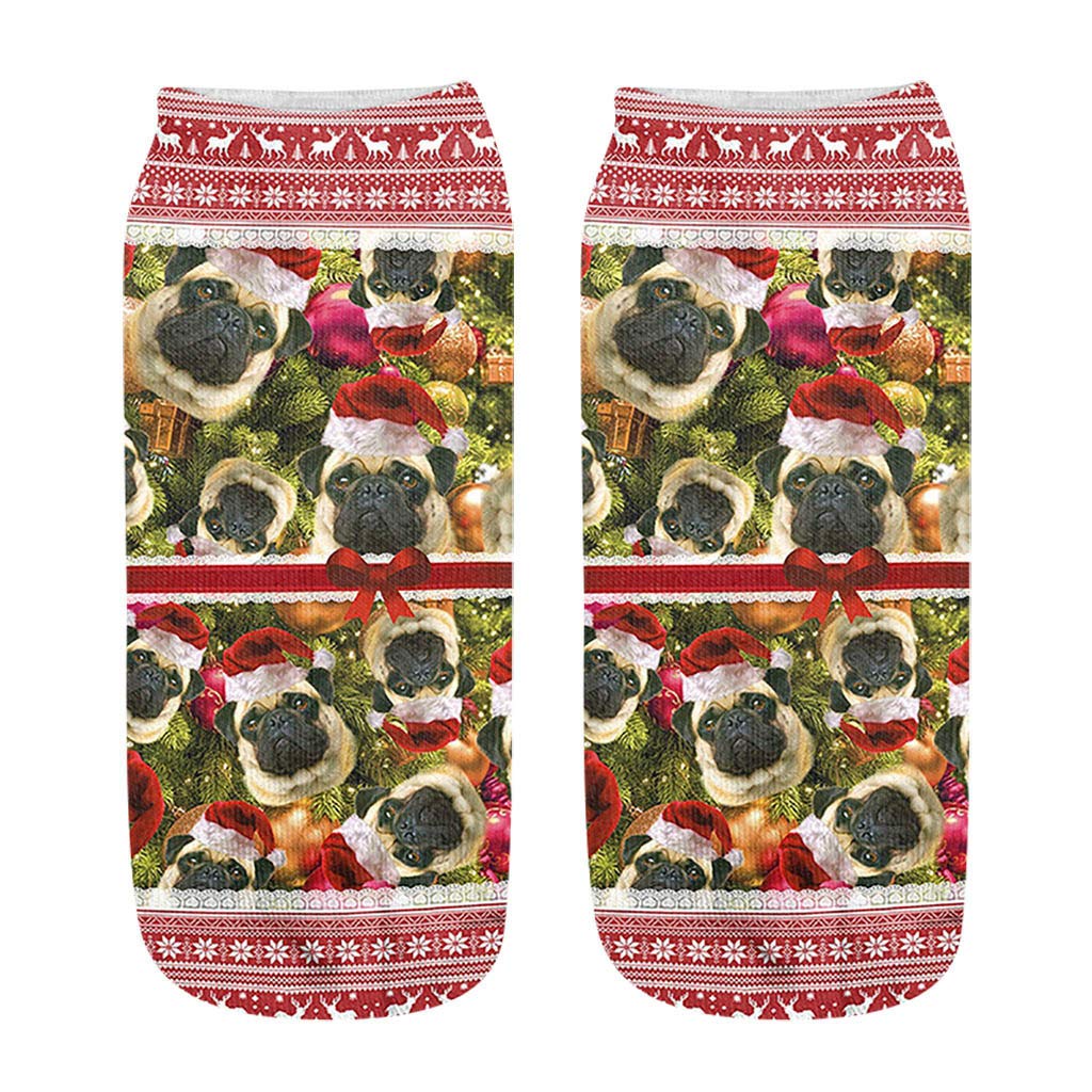 Funny 3D Printed Christmas Socks for Women & Men - Cute Low Cut Ankle Casual Running Socks - Perfect for Holiday Gifts, Office Parties & Festive Outfits