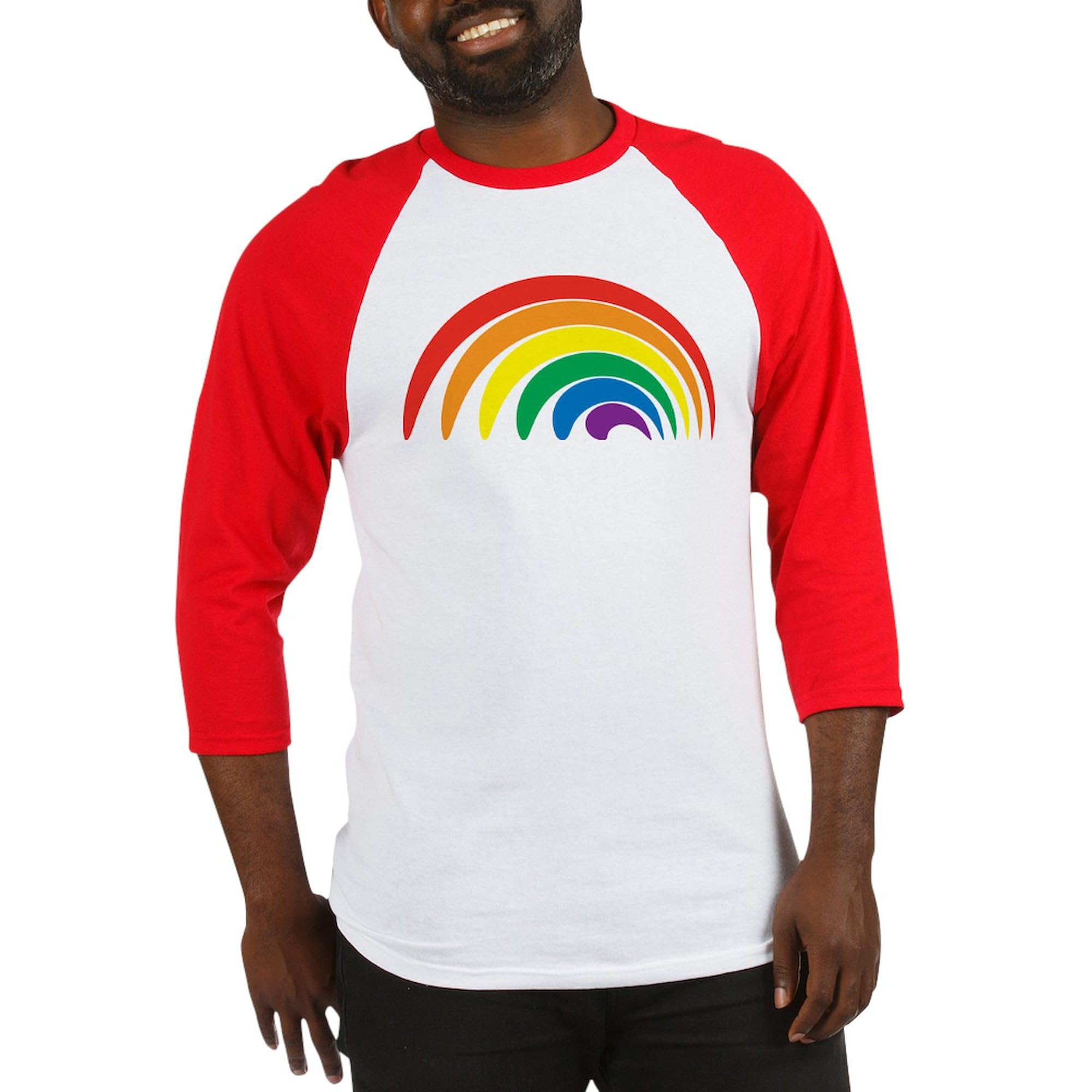 Funky Rainbow Baseball Jersey for Men - Cotton 3/4 Raglan Sleeve Shirt - Comfortable & Stylish Baseball Tee for Games, Parties & Casual Wear