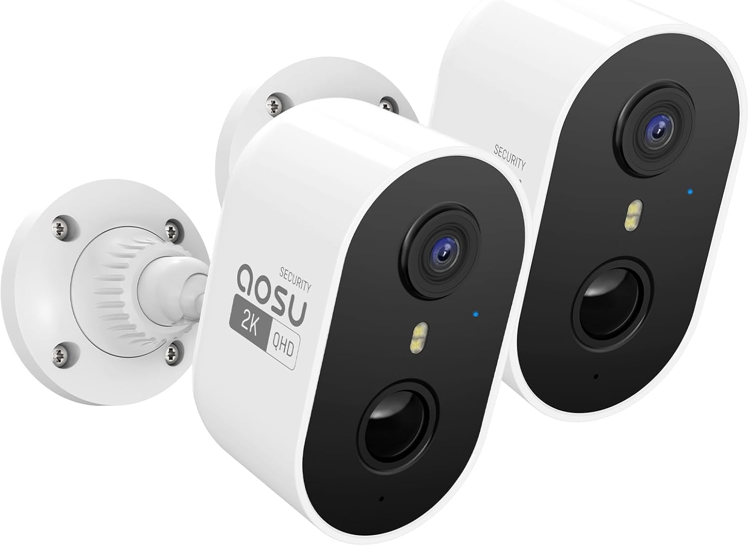 AOSU 2-Pack Wireless Outdoor Security Cameras 2K with Spotlight & Siren - Battery Powered, 2-Way Audio, PIR Human Detection, No Monthly Fee, 2.4GHz WiFi - Ideal for Home Surveillance, Backyard Monitoring, and Property Protection