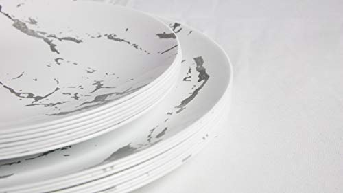 Trendables 60-Pack Disposable Dinnerware Set - Elegant Marble Design Plastic Plates (30 Large 10.25