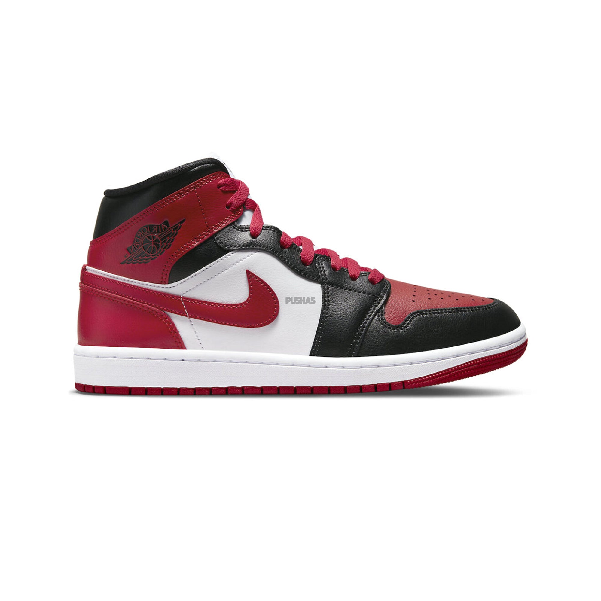 Air Jordan 1 Mid 'Alternate Bred Toe' Women's Basketball Shoes (2022) - Red & Black Sneakers for Casual Wear, Street Fashion & Gym Workouts