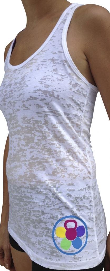 SoRock Women's Colorful Kettlebell Tank Top - Breathable Workout Shirt for Gym, Yoga & Fitness Training - White