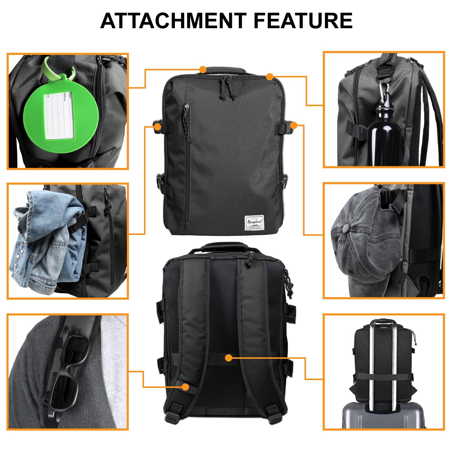 21L Business Travel Backpack - TSA Approved Carry-On Daypack for 15 Inch Laptop, Lightweight Durable Work Commute & Gym Bag (All Black) - Perfect for Air Travel, Office Workouts & Daily Use