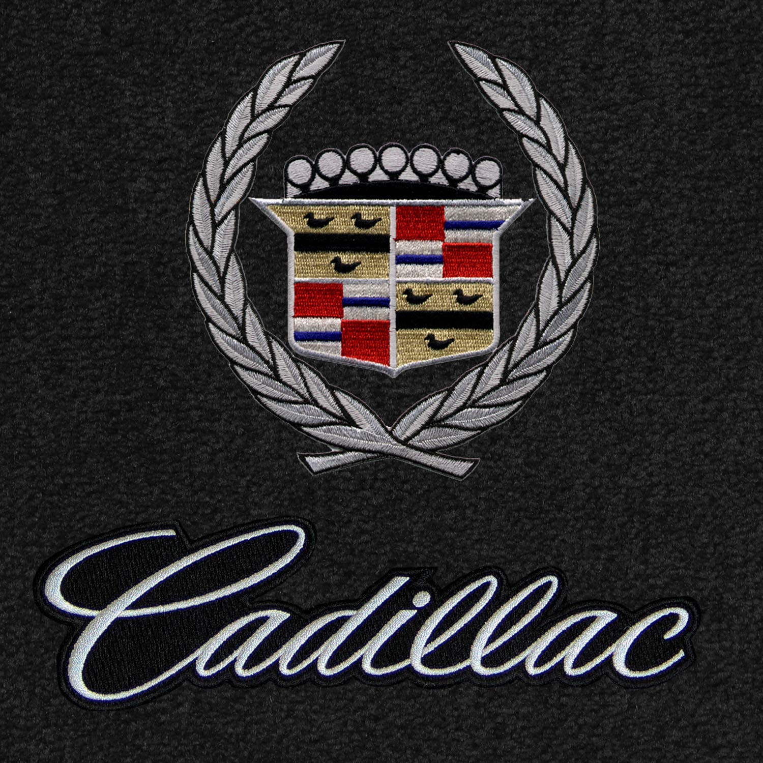 Premium Custom-Fit Carpeted Floor Mats for Cadillac Allante 1987-1993 - Black Luxury Car Floor Liners with Silver Wreath & Cadillac Script (Trunk) | All-Weather Protection & Enhanced Interior Style