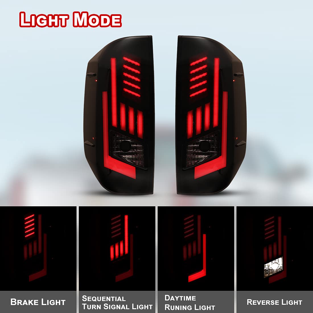ROXX LED Tail Lights Assembly for 2014-2022 Toyota Tundra - Smoke Sequential Turn Signals, DRL & Brake Lights - Pair for Pickup Truck (Passenger & Driver Side) - Upgrade for Night Driving & Enhanced Safety