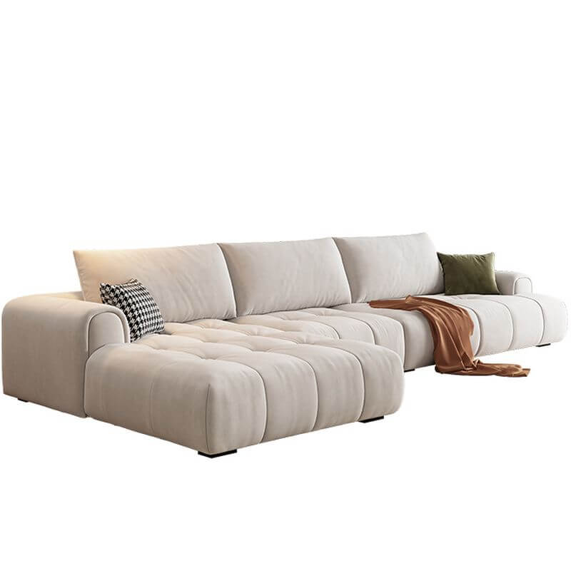 Modern L-Shaped Sectional Sofa with Chaise Lounge, Left-Facing Design, Natural Wood Legs & Hidden Support - Perfect for Living Room, Home Theater & Small Spaces
