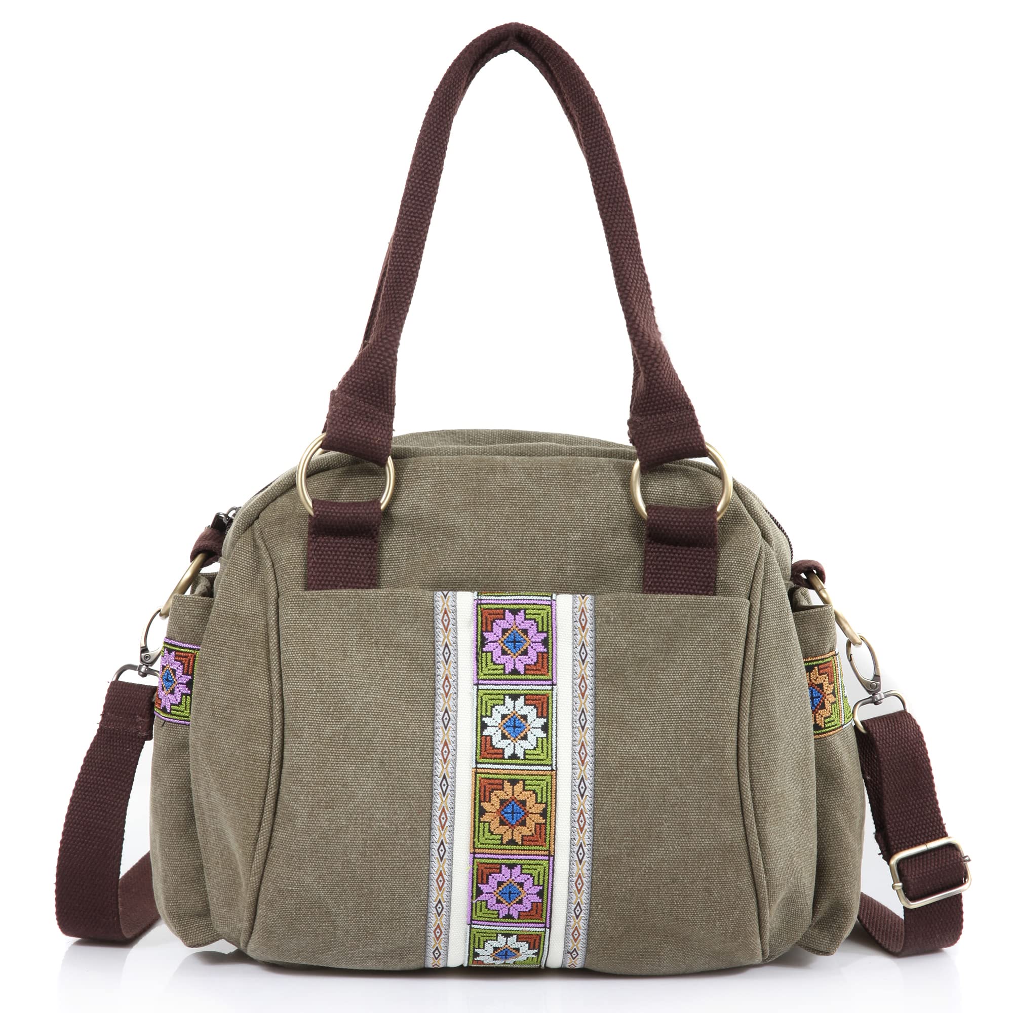 Vintage Women's Canvas Top-Handle Crossbody Tote Bag - Heavy-Duty Durable Handbag for Work, Travel & Everyday Use