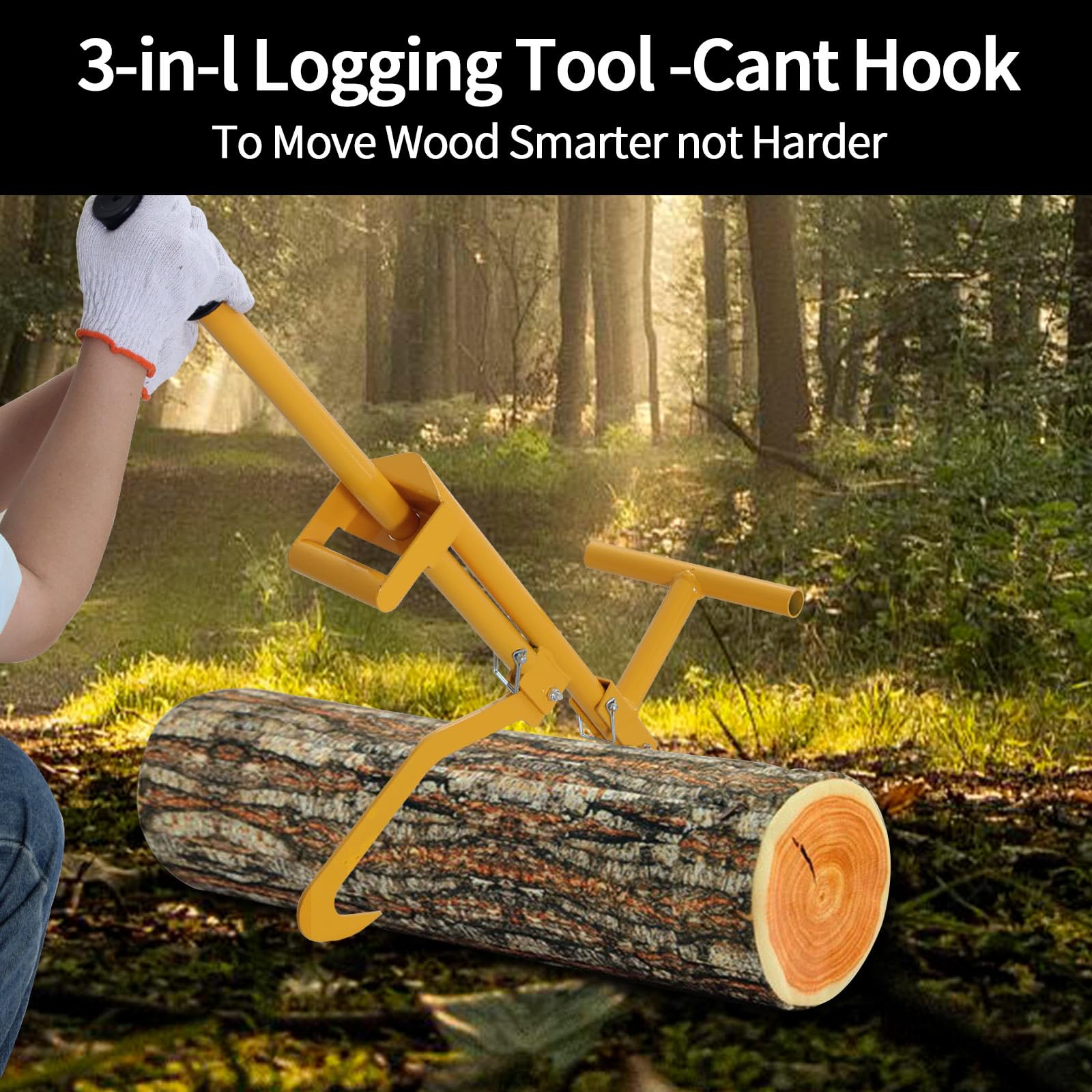Heavy Duty Log Hauler & Timberjack with Jack Handle - Cant Hook Log Jack Lifter for Felling, Logging & Forestry - Perfect for Firewood Processing, Lumberjacking & Woodland Management