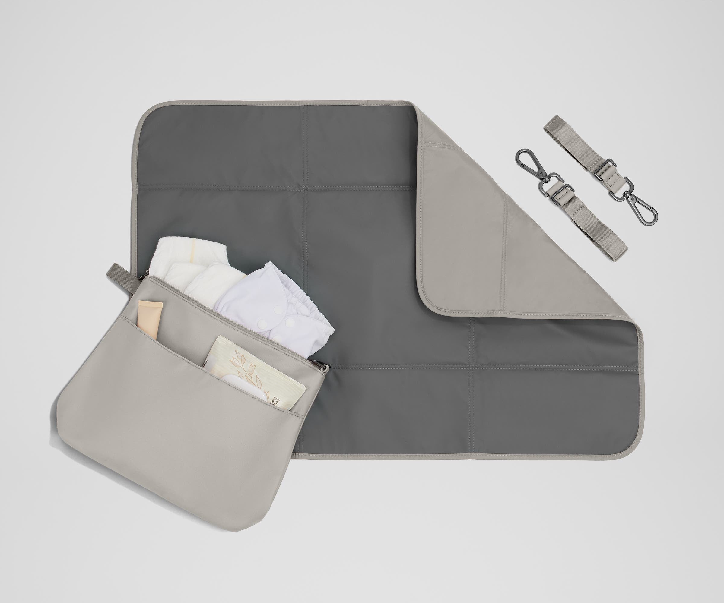 Premium Double Diaper Tote Bag in Cloud Gray - Stylish & Spacious Baby Essentials Organizer for Moms on the Go - Perfect for Daycare, Travel & Shopping Trips