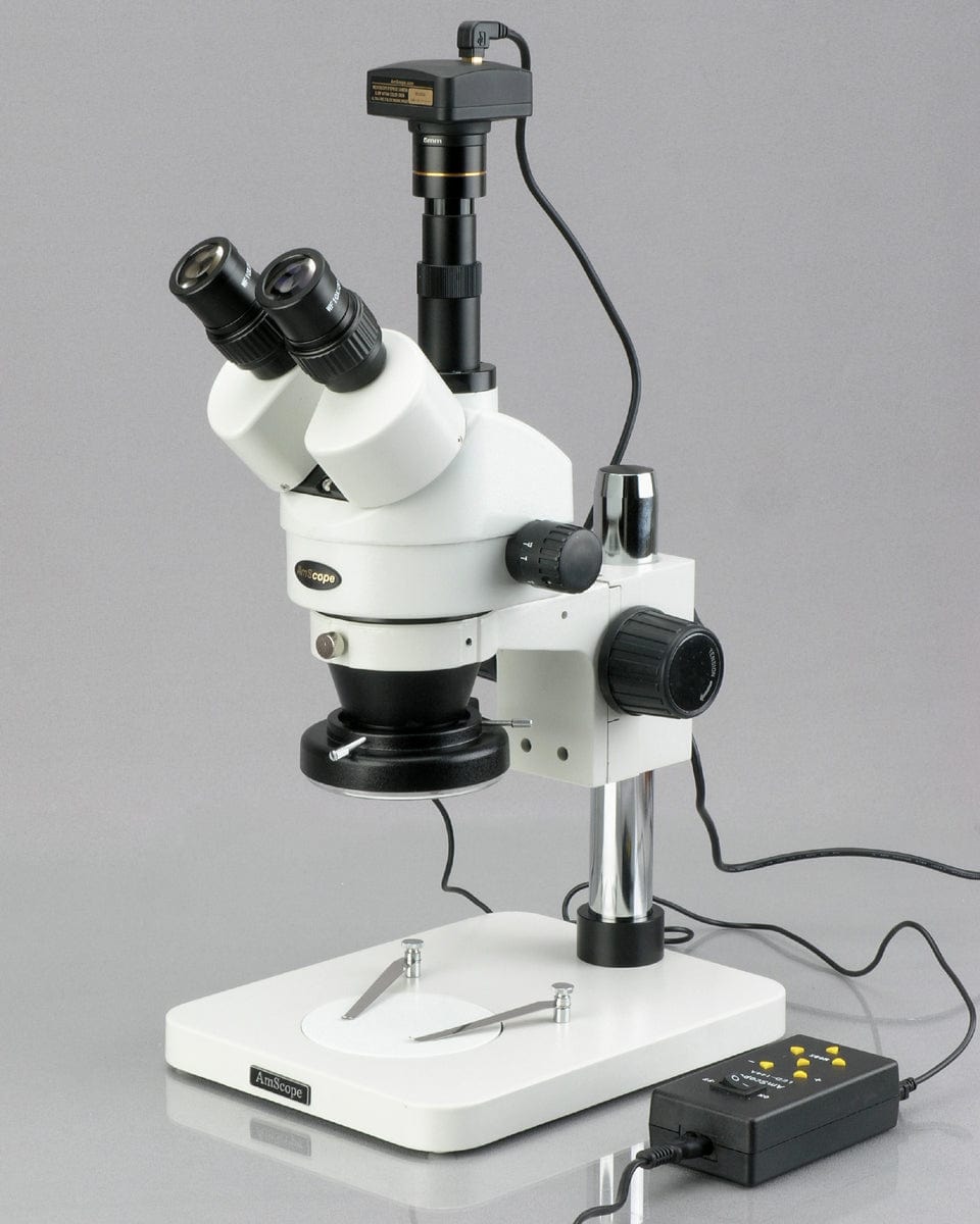 AmScope SM-1TSZ-144A 5MP USB Digital Stereo Microscope - 3.5X-90X Magnification, 4-Zone 144 LED Illumination | Ideal for Electronics Repair, Coin Collecting & Biological Research