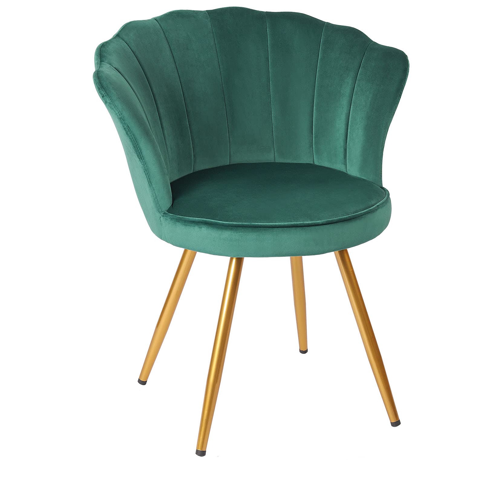 Modern Upholstered Dining Chair with Golden Metal Legs - Huokan Accent Armchair for Kitchen, Dining Room, Living Room & Home Office - Leisure Style Vanity Desk Chair in Green (Perfect for Small Spaces, Apartments & Stylish Home Decor)