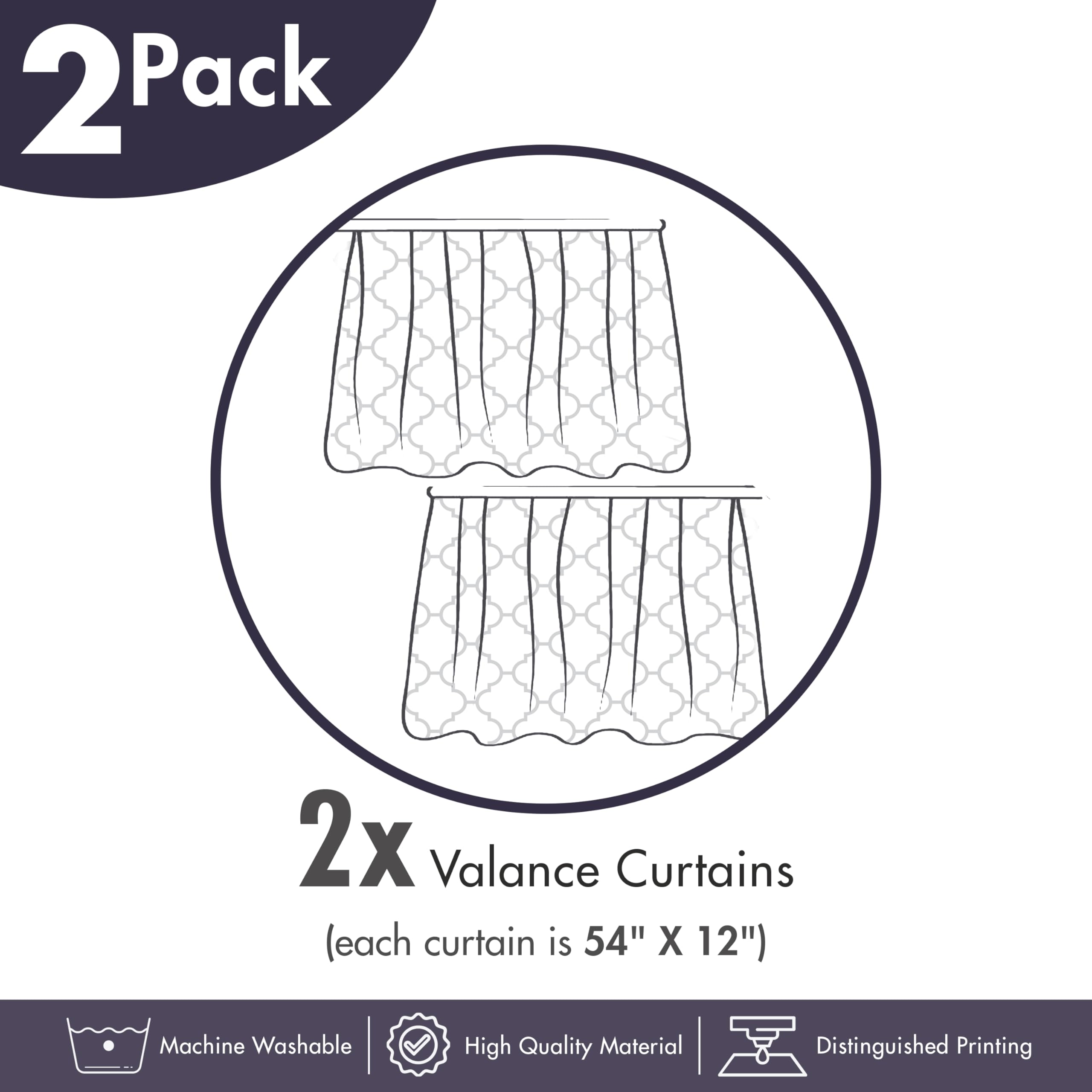 Ambesonne Black and White Window Valance Set of 2 - Modern Dots & Bubbles Pattern Rod Pocket Curtains (54