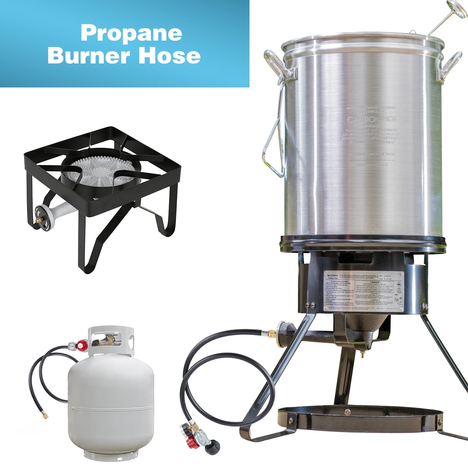 **WADEO 4 FT 0-30 PSI Adjustable High Pressure Propane Regulator with Hose & Gauge, 1/8
