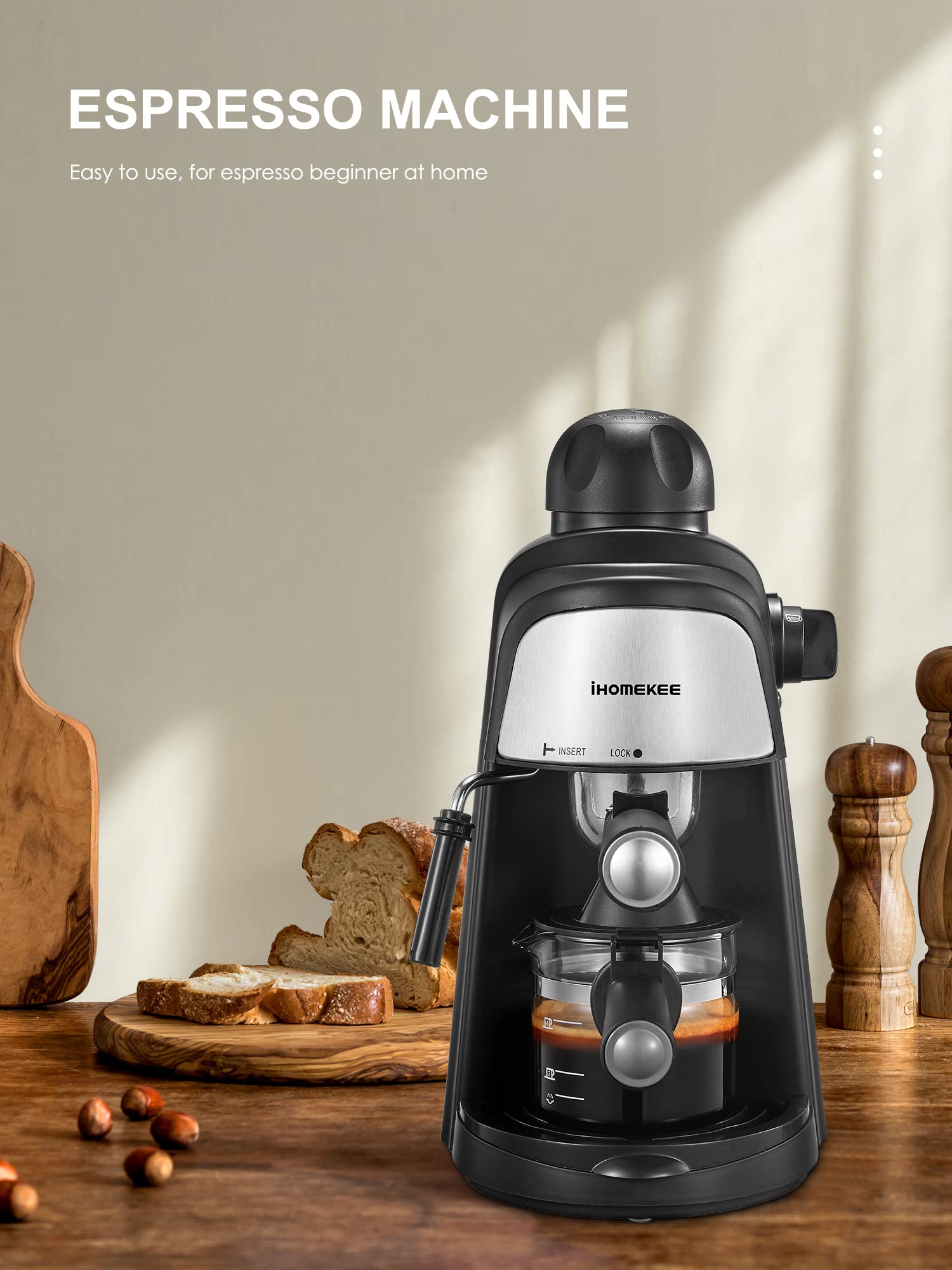 Premium 3.5Bar Espresso Coffee Machine with Rapid Heating System - 4 Cup Coffee Maker with Milk Frother & Steam Wand (Black) - Compact Home & Office Espresso Maker for Espresso, Latte, Cappuccino - Perfect for Kitchen Countertops, Small Cafes & Office Break Rooms - Ideal for Morning Brews, Entertaining Guests & Daily Coffee Rituals - Create Barista-Quality Coffee at Home - Great for Gifts, Housewarming, Weddings & Coffee Lovers