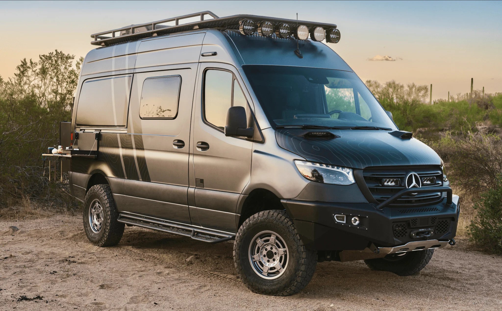 Owl Ridgeline PreRunner Front Bumper with Skid Plates for 2019-2023 Mercedes Sprinter Van 2500 3500 - Heavy Duty Off-Road Protection for Adventure Vans & Overlanding Vehicles