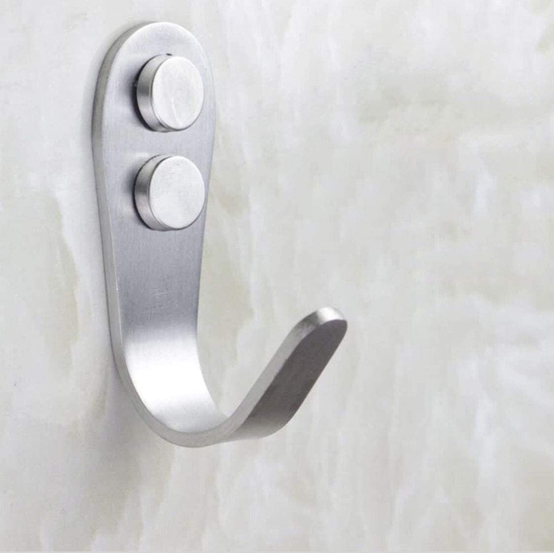 Deezio Heavy Duty Stainless Steel Wall Hooks - 10 Pack for Coats, Hats, Towels & Kitchen Use - Extra Strong Mounting Hooks for Bathroom, Garage & Home Organization