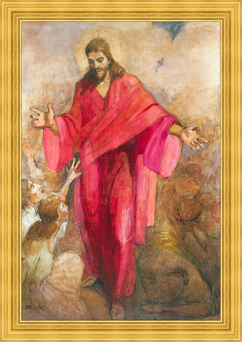 Large Christ in Red Robe Wall Art - Religious Home Decor for Living Room, Bedroom & Church