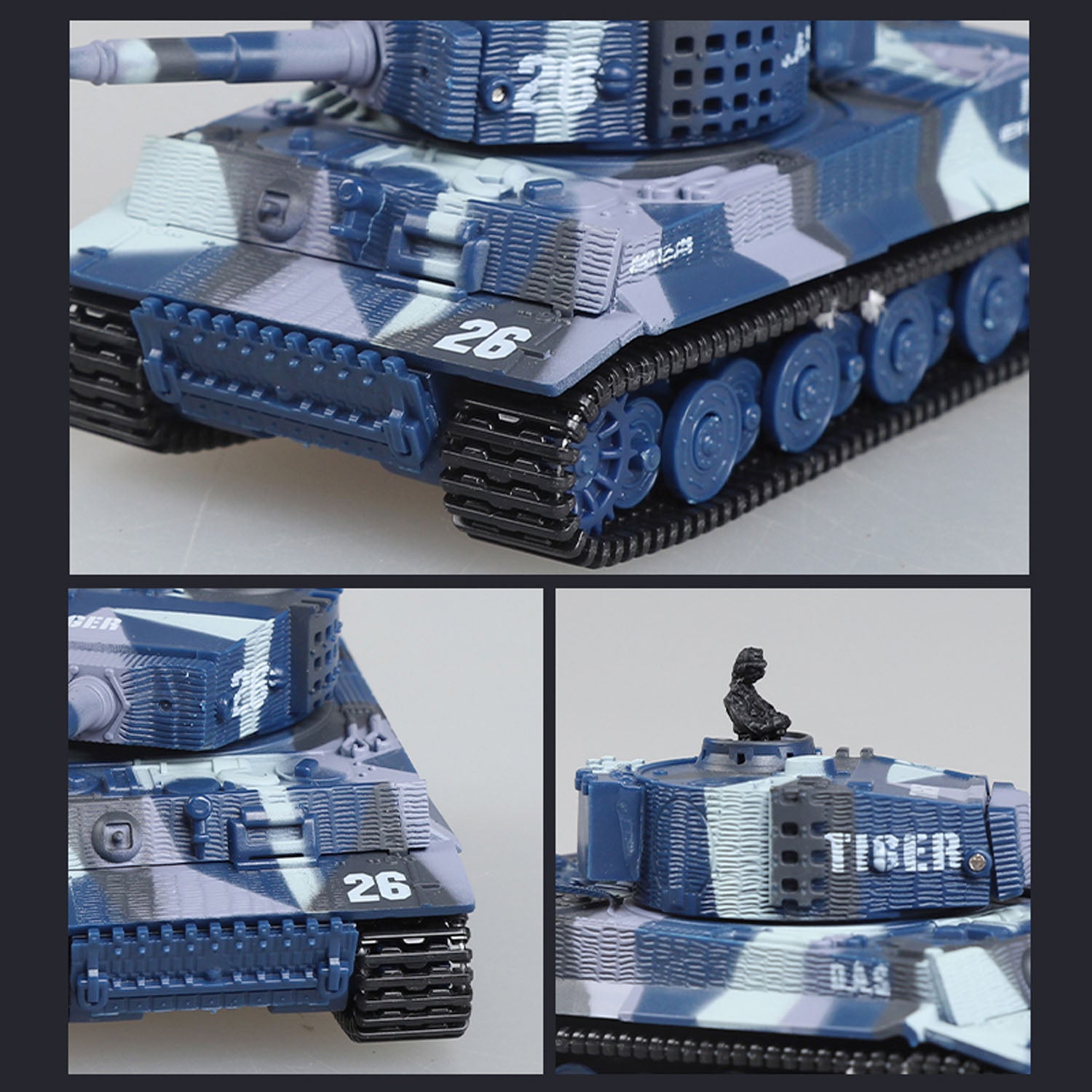 1/72 Scale RC Tank - German Tiger Battle Remote Control Panzer with 360° Rotating Turret, RTR Mini Toy with Sound Effects (12x5.5x5.5cm) - Perfect for Military Collectors, Battle Reenactments & Indoor Play
