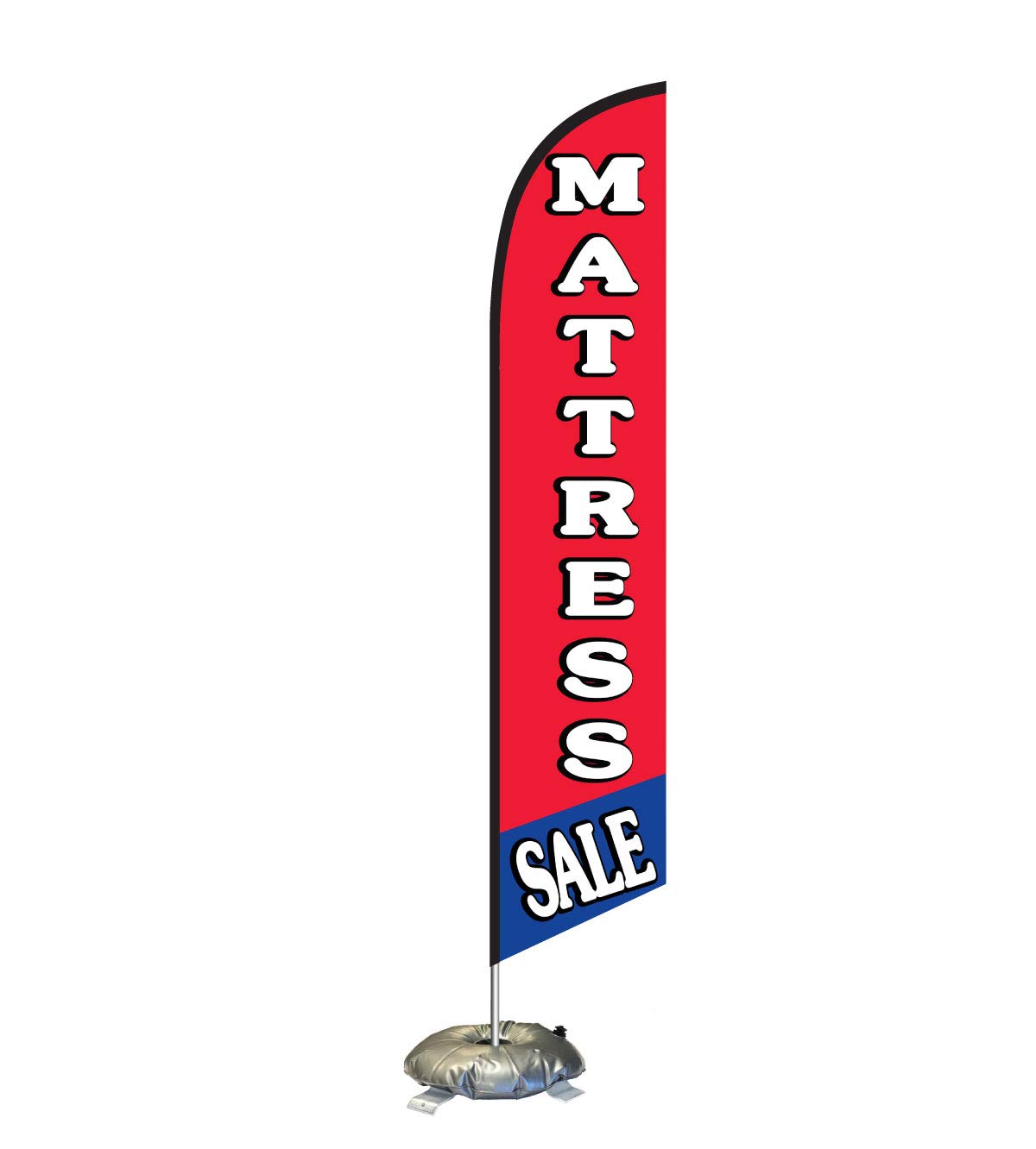 Premium Mattress Sale Feather Flag Kit with Cross-Base & Weight Donut - 6FT Outdoor Advertising Banner Swooper Flag for Retail Stores, Car Dealerships & Grand Openings