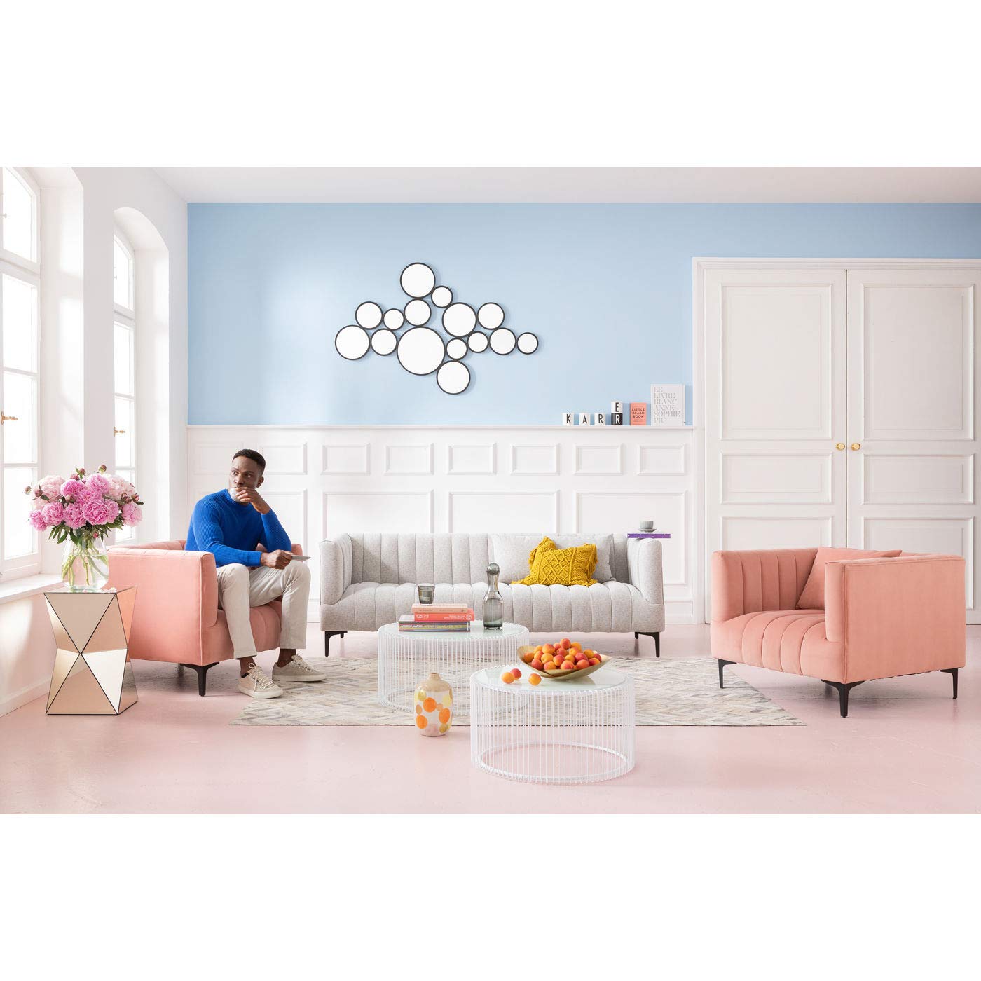 Modern White Glass Coffee Table with Steel Frame - 33.5