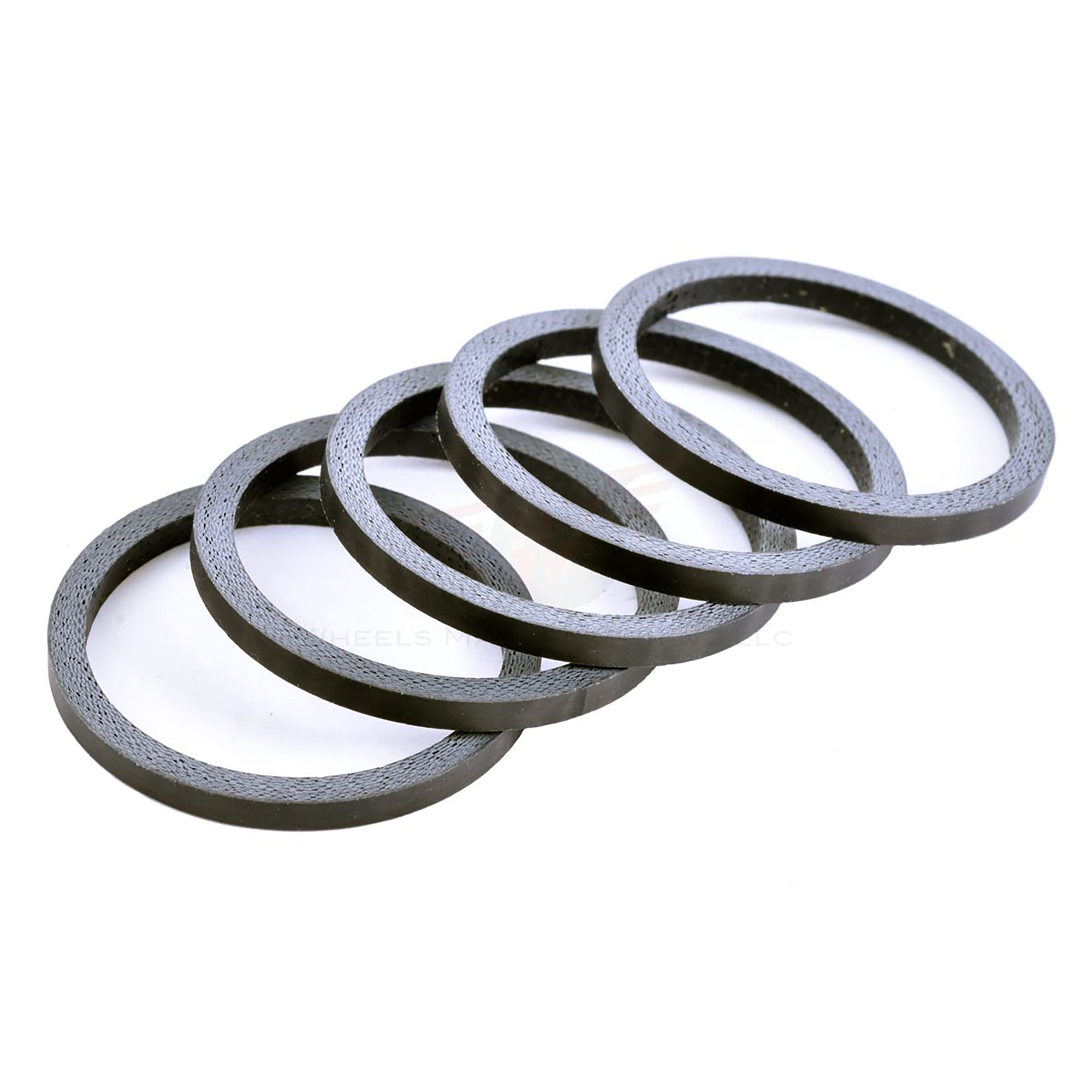 Wheels Manufacturing Carbon Headset Spacer 1-1/8 Inch x 2.5mm (5-Pack) - Matte Black - HD0002 - Lightweight Bicycle Headset Spacers for Road & Mountain Bikes