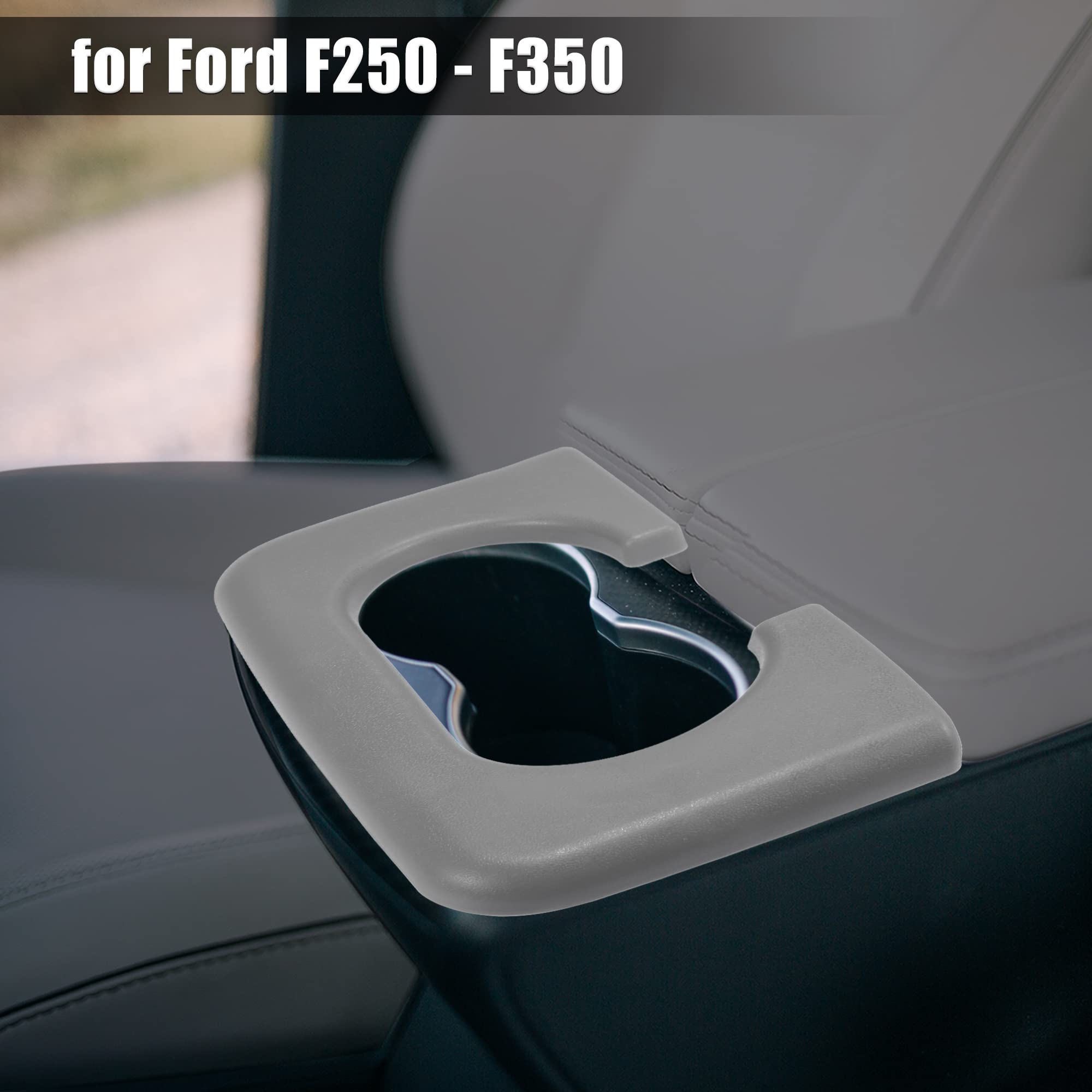 X AUTOHAUX Replacement Center Console Cup Holder for Ford F250 F350 1999-2010 Models - Gray Armrest Pad for Bench Seat - Perfect for Road Trips & Daily Commuting