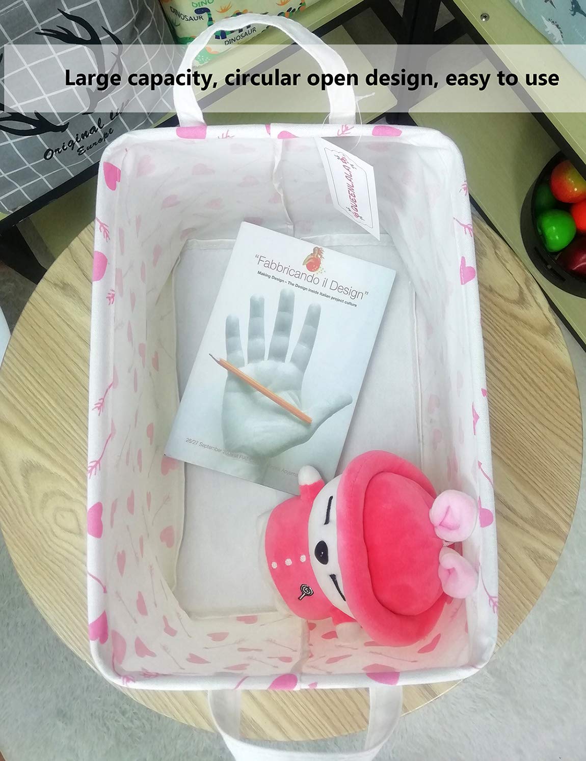 Foldable Rectangular Laundry Hamper Basket - Pink Heart Arrow Design for Nursery, Bedroom & Office Organization | Multi-Purpose Storage Bin for Toys, Clothes & Home Essentials | Perfect for Kids Room, Closet & Shelf Storage