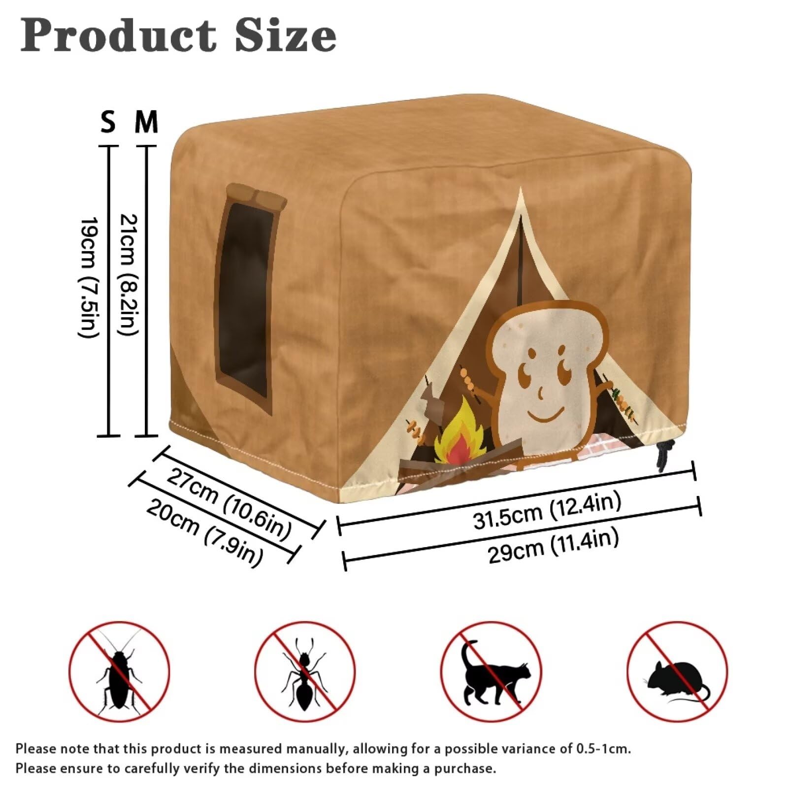 2-Slice Toaster Cover with Toast Print - Dustproof & Anti-Stain Kitchen Appliance Protector for Bread Maker & Toaster - Perfect for Countertop Protection & Small Kitchen Organization