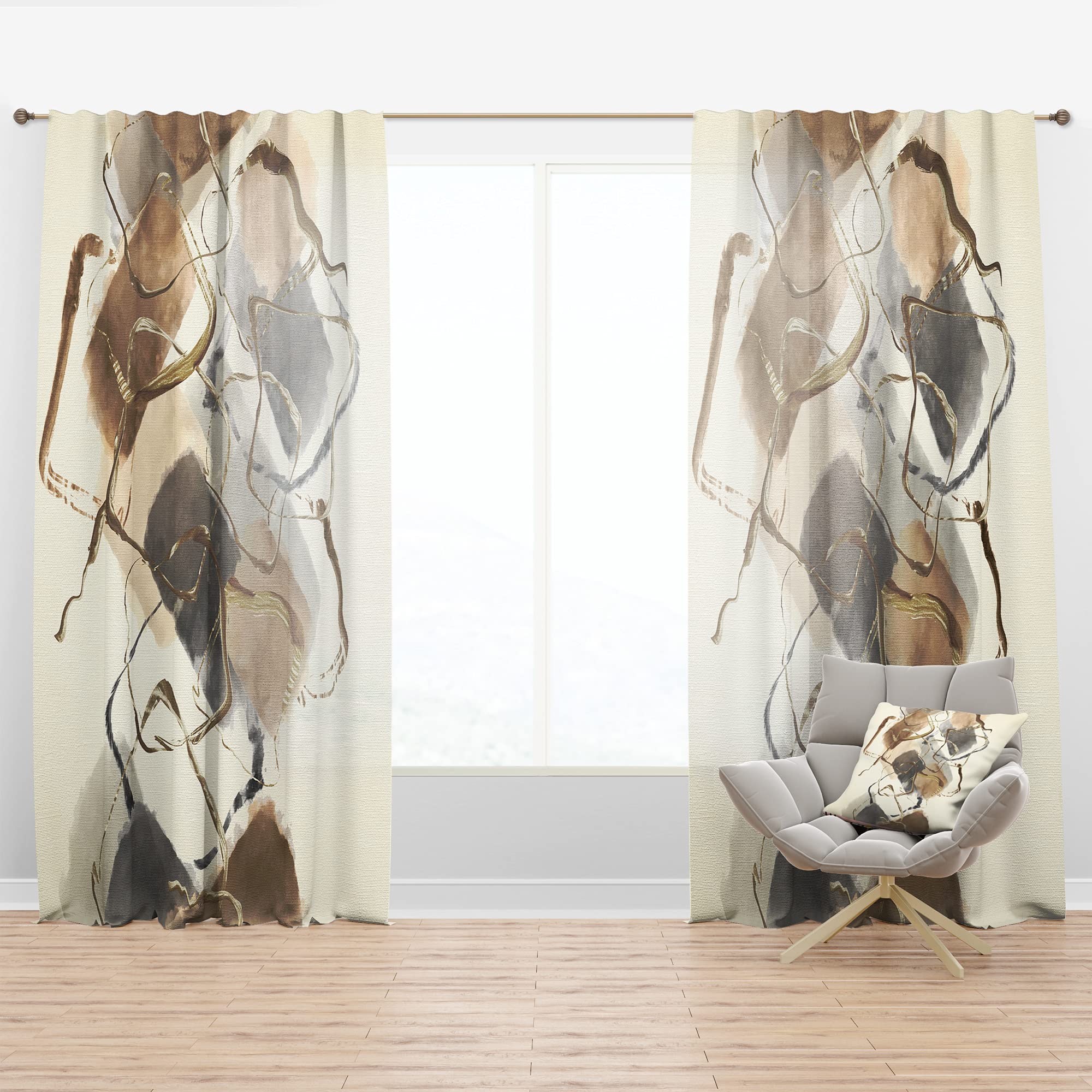 DesignQ Blackout Curtains 'Gold Glam Squares IV' - Thermal Insulated Single Panel (52x90 inches) for Bedroom & Living Room - Noise Reducing & Energy Saving Window Drapes for Better Sleep & Home Decor