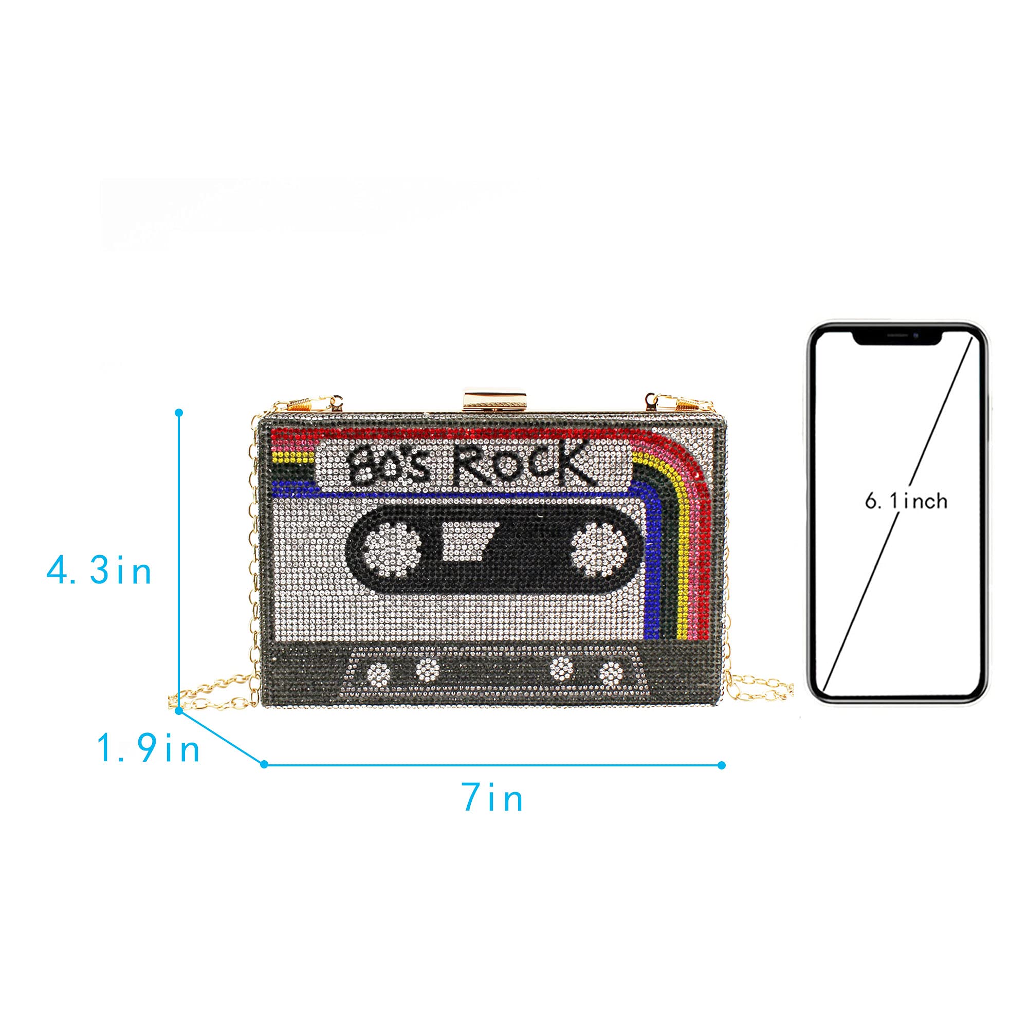 Vintage Retro Radio Shape Crossbody Bag for Women - PU Leather & Metal Evening Clutch Purse - Perfect for Parties, Concerts & 1950s Themed Events
