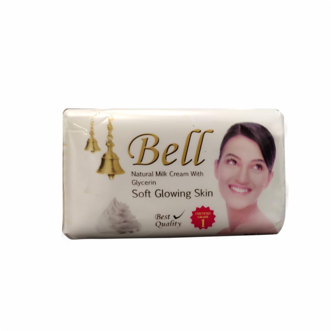 Bell Soft Natural Milk Cream with Glycerin Bath Soap - Pack of 5 (100g Each) for Soft, Smooth & Glowing Skin | Moisturizing & Nourishing | Perfect for Dry Skin Care & Daily Bathing Routine
