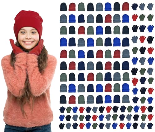 144 Packs Beanies Glove Set