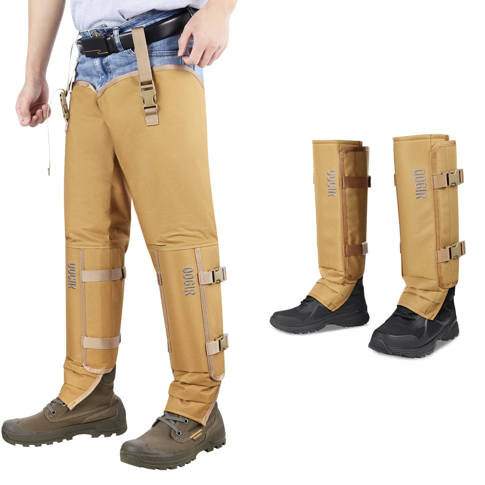 QOGIR Snake Guard Chaps - Full Leg Protection for Hunting & Outdoor Activities | Anti-Snake Bite, Briar & Thorn Proof Gaiters | Ideal for Hiking, Camping & Wilderness Exploration