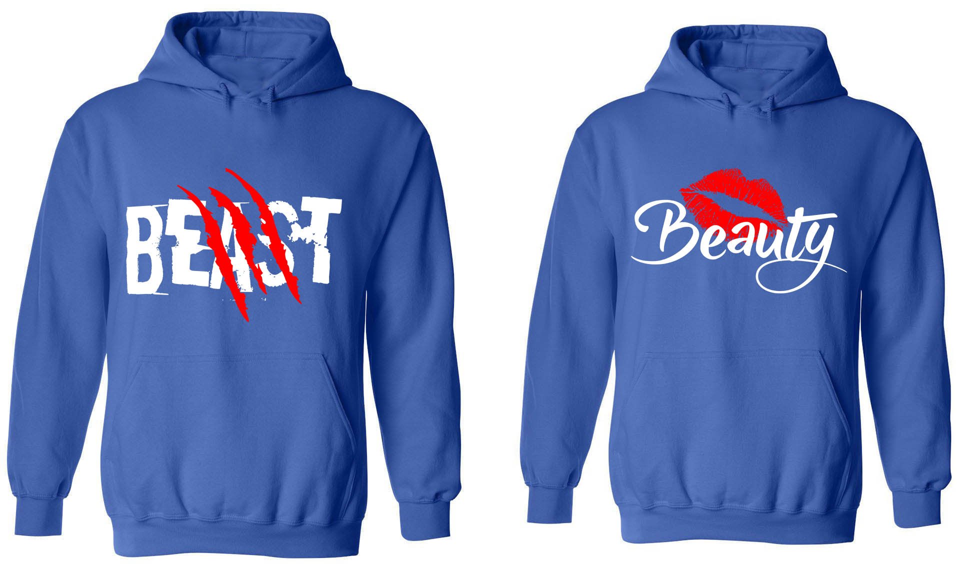 Beast & Beauty Matching Couple Hoodies - His & Hers Pullover Sweatshirts for Date Nights, Anniversary Gifts & Cozy Winter Outfits