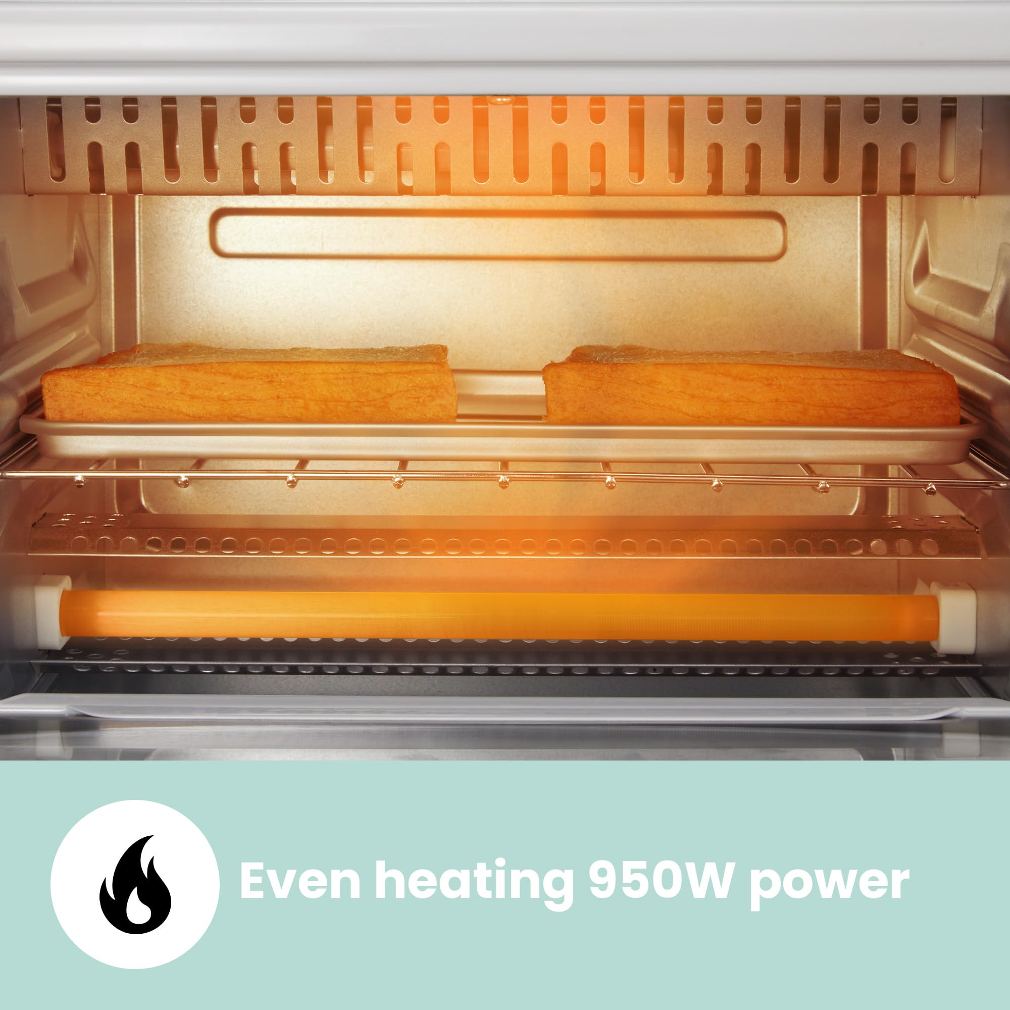 COMFEE' 4-Slice Countertop Toaster Oven with Bake & Broil - Compact 950W Mini Oven for 9