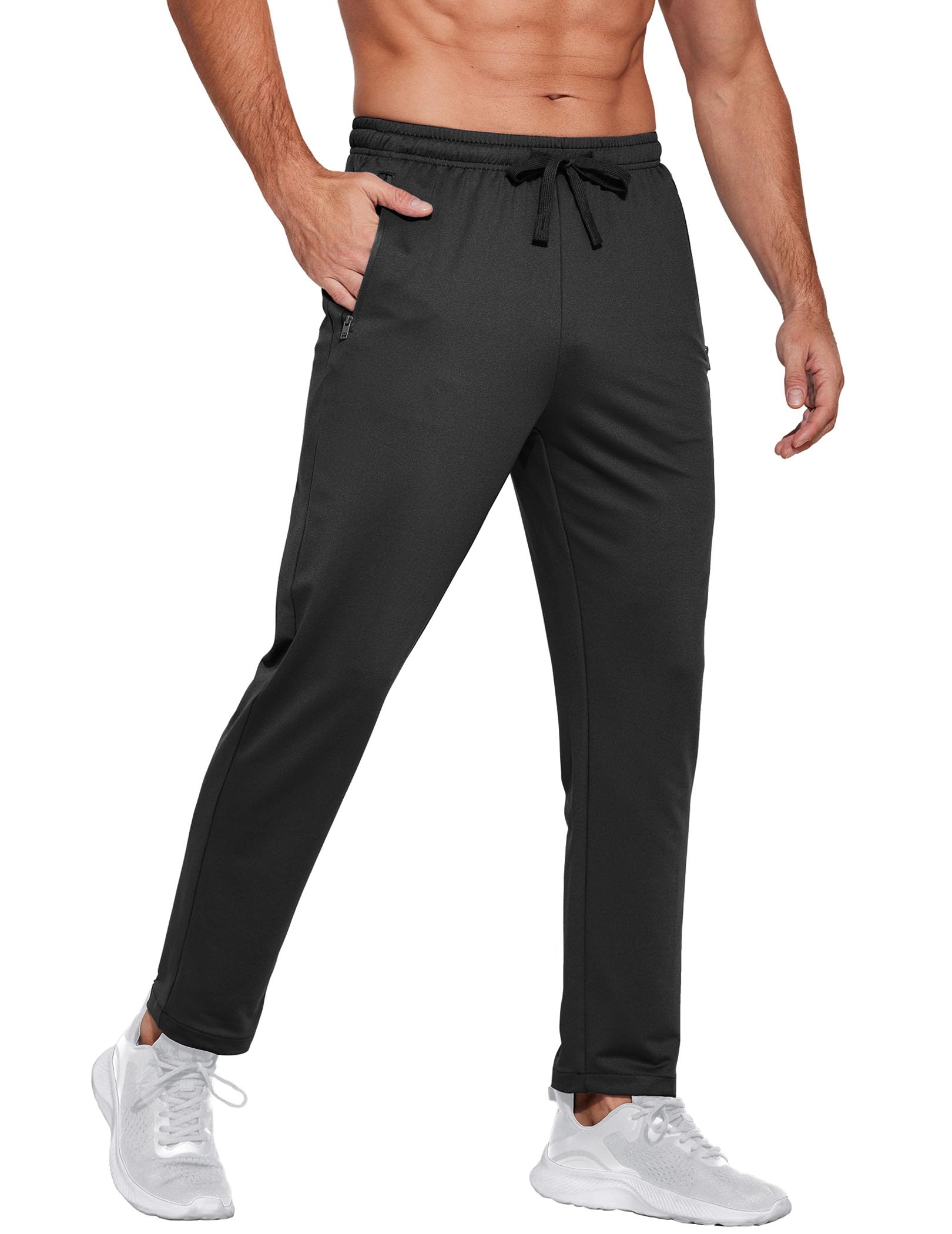 COOFANDY Men's Lightweight Sweatpants with Zipper Pockets - Athletic Running Joggers, Gym Workout Pants for Men - Open Bottom Design for Comfort & Mobility | Perfect for Running, Training, Lounging & Casual Wear