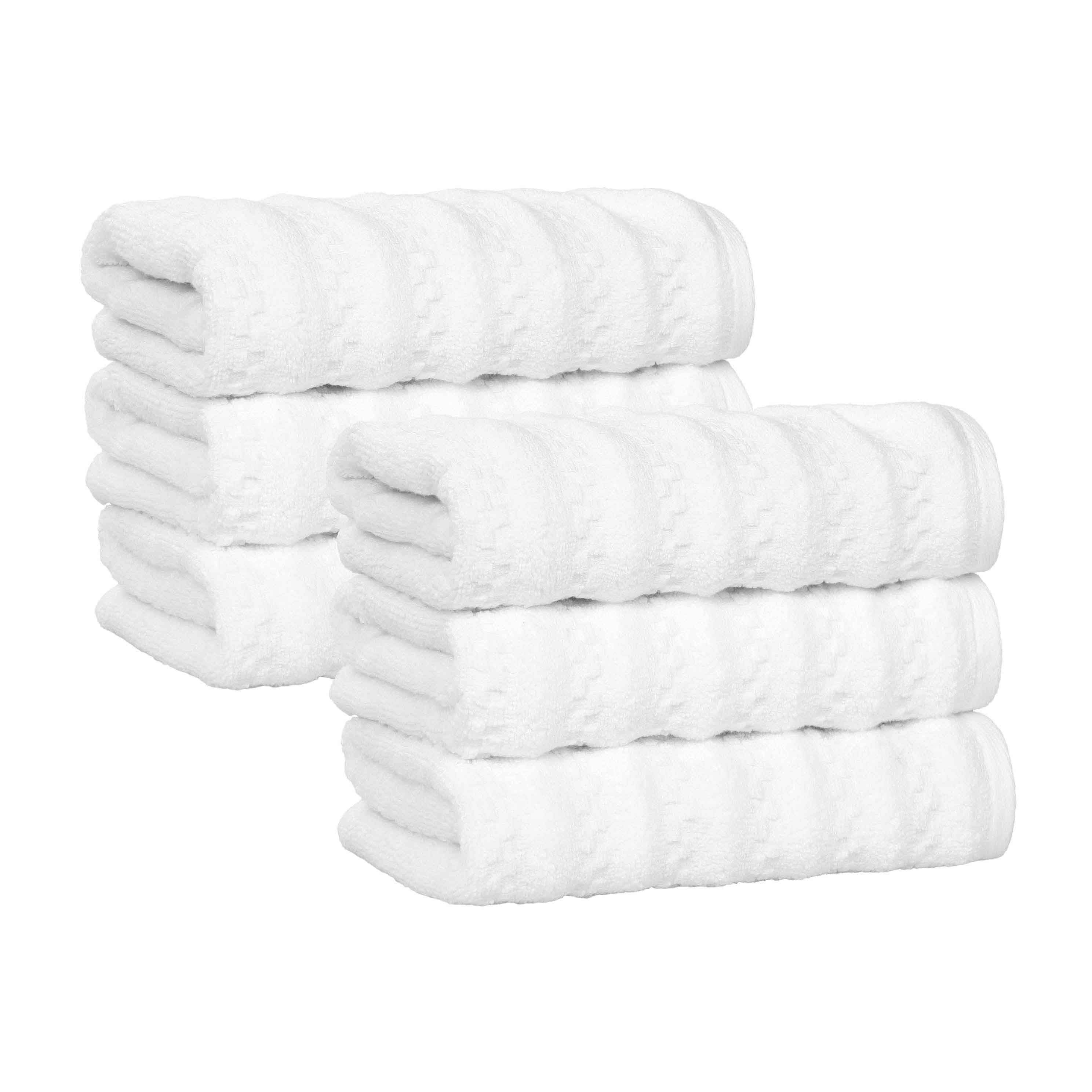 Premium 6-Pack Zuma Zero Twist Cotton Medium Weight Absorbent Hand Towels - Soft & Quick-Drying for Kitchen, Bathroom & Gym Use