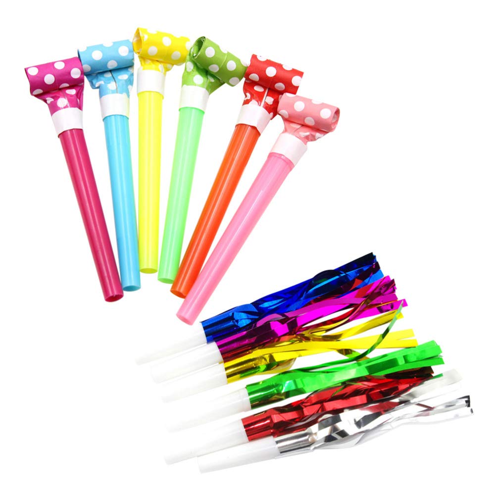 Amosfun 62pcs Christmas Party Favor Bags - Happy Birthday Banner, Airplane Toys, Blowout Whistles, Mushroom Cupcake Toppers & Noise Makers for Kids Birthday Celebrations, Christmas Stocking Stuffers & Classroom Party Favors