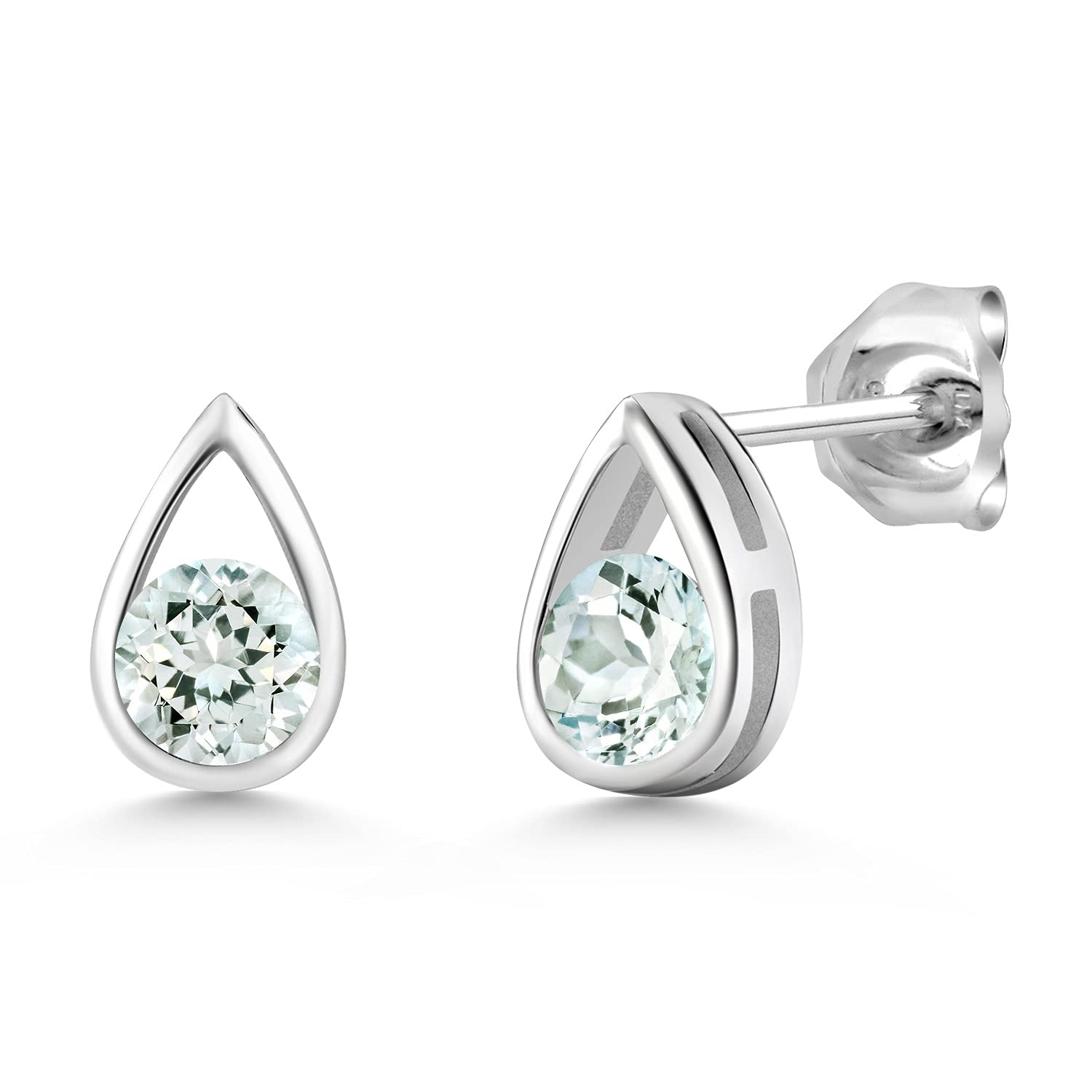 Gem Stone King Teardrop Stud Earrings for Women & Men - 925 Sterling Silver 5mm Round Gemstone Birthstone Jewelry | Elegant Gift for Her, Mom, Wife | Perfect for Birthdays, Anniversaries & Special Occasions