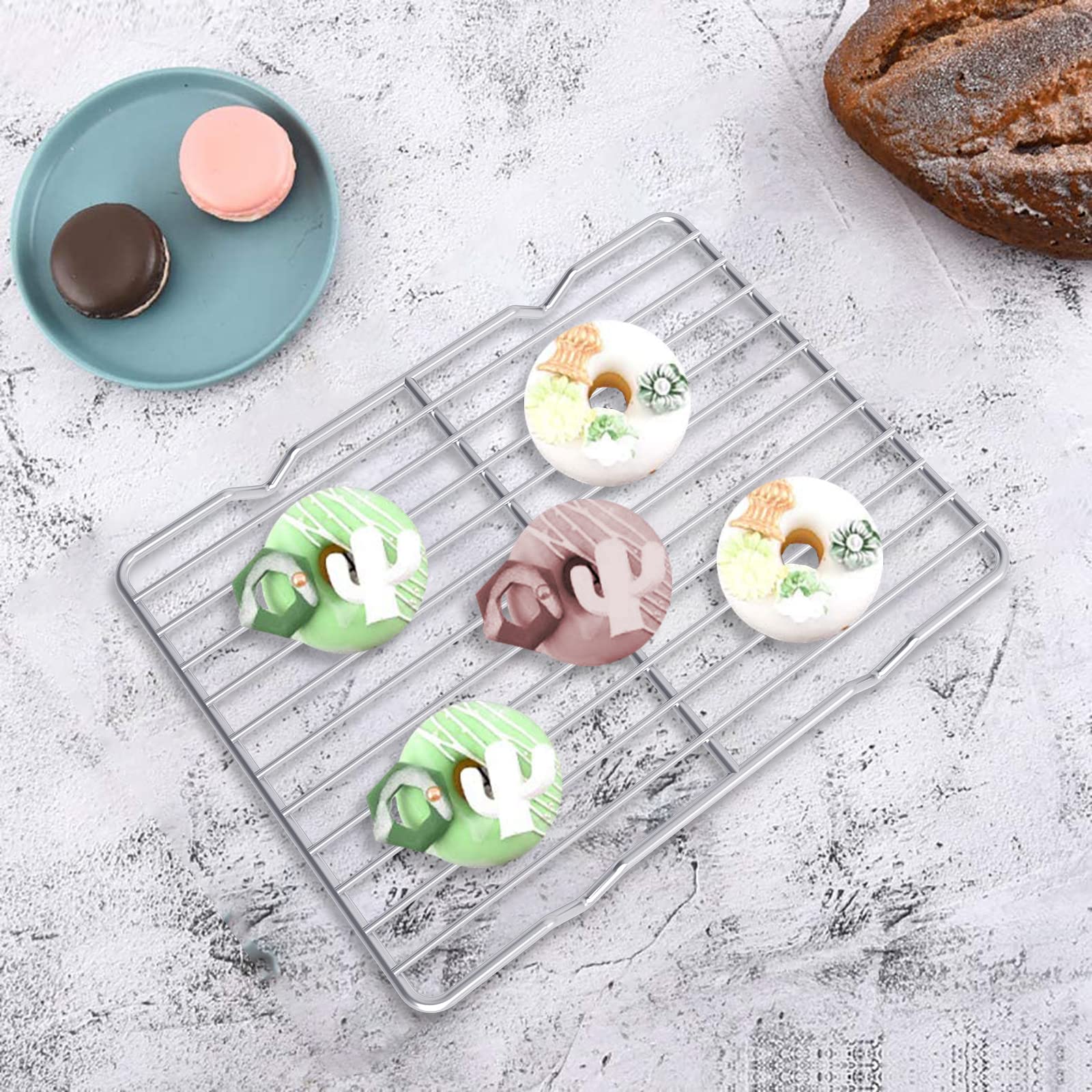 Linkidea 2-Pack Stainless Steel Baking Cooling Rack Set - 7.8'' x 10.2'' Oven-Safe Metal Grate for Roasting, Grilling & Baking | Perfect for Cookies, Breads, Pans & Disposable Trays