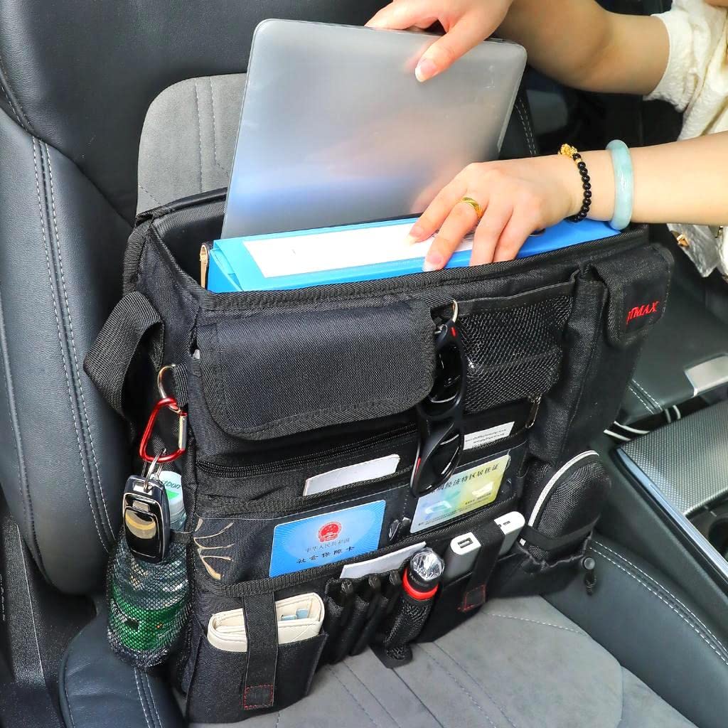 Professional Car & Truck Front Seat Organizer - Patrol Police Bag with Secure Laptop Storage & 25 Compartments | Office on the Go for Police, Delivery Drivers & Commuters