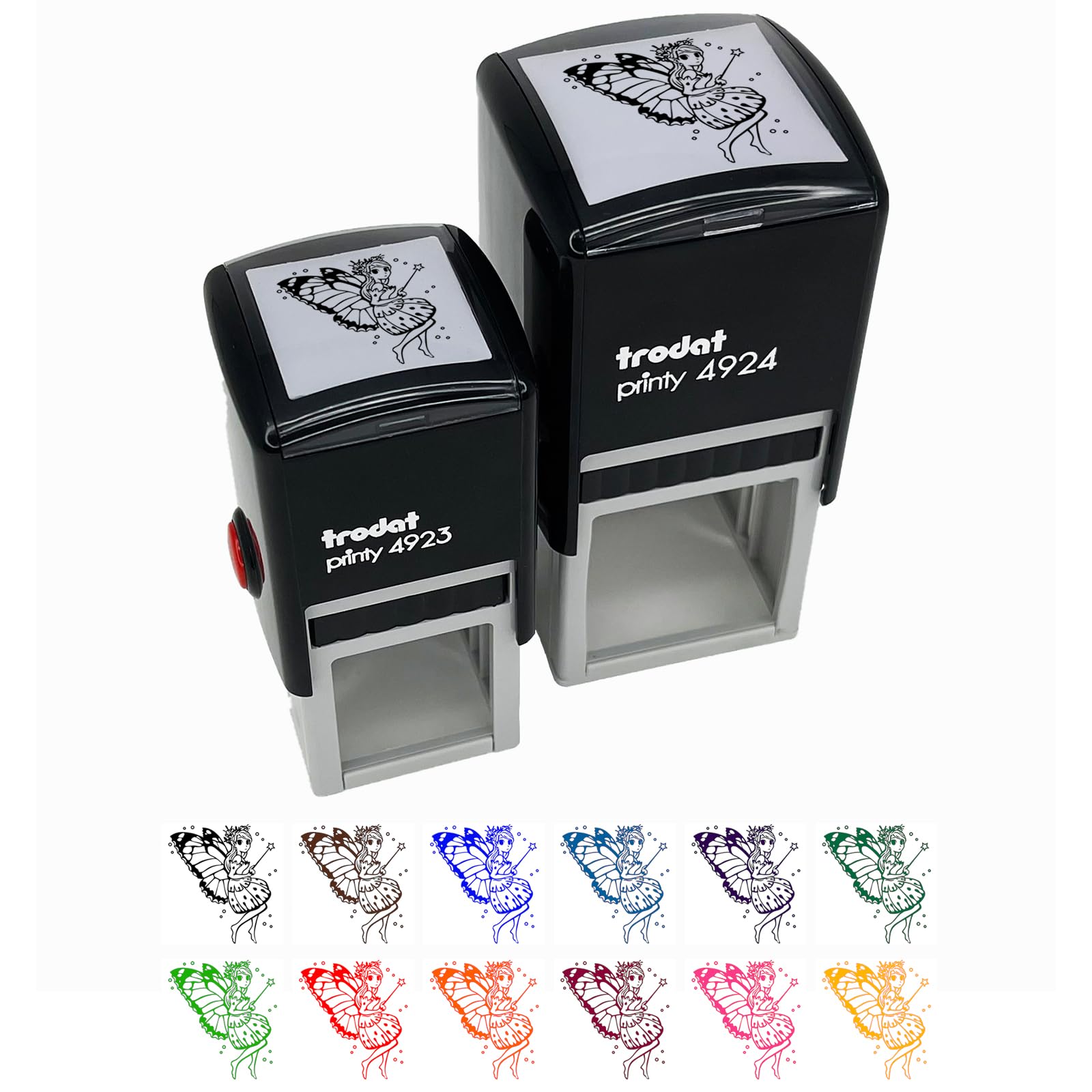 Cute Butterfly Pixie Fairy Girl Self-Inking Rubber Stamp - 1 Inch Small Stamp with Red Ink - Perfect for Scrapbooking, Card Making, DIY Crafts and Gift Wrapping