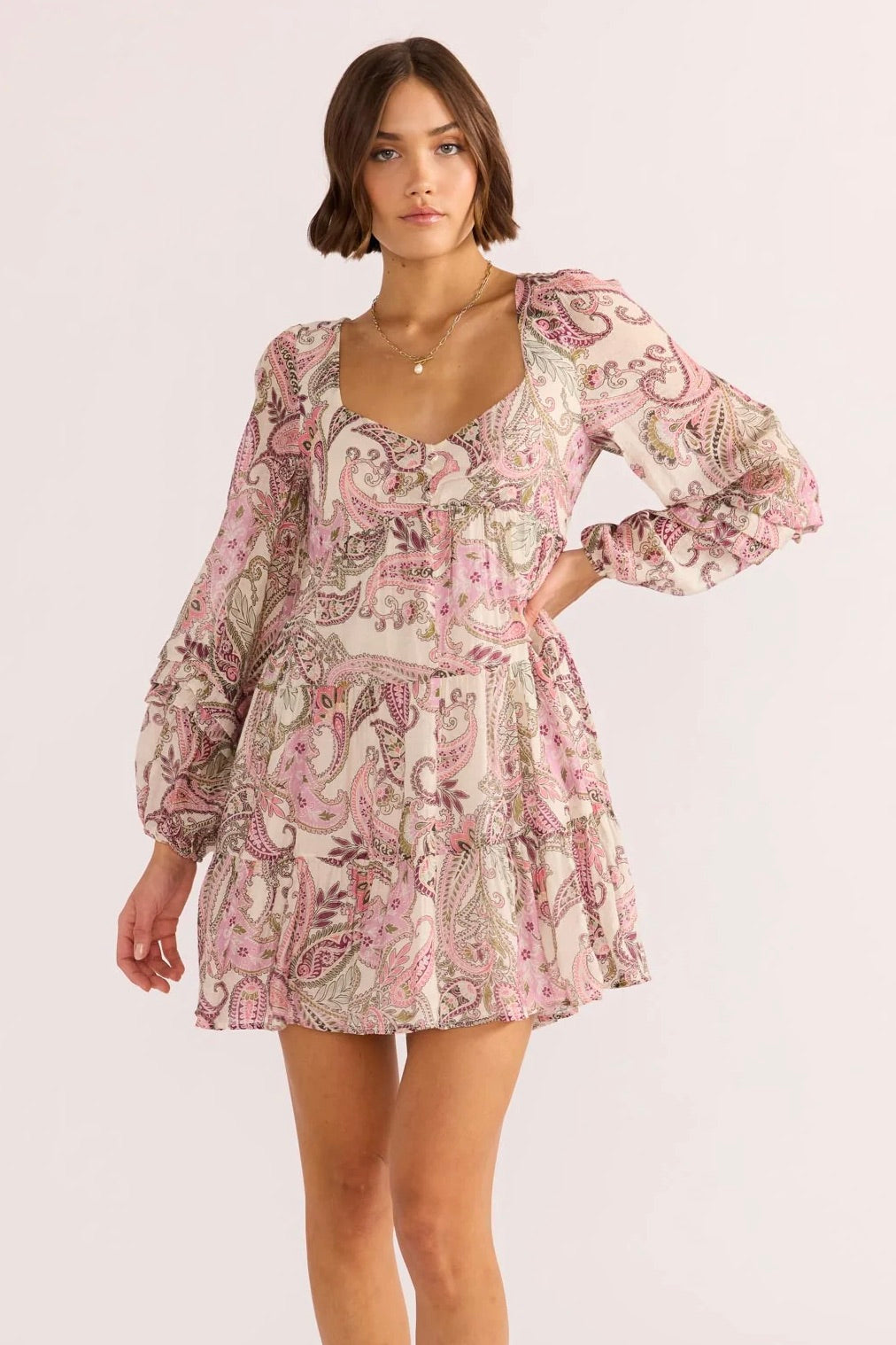 Cadence Pink Paisley Babydoll Mini Dress - Flirty Summer Party Outfit for Women | Perfect for Dates, Beach Vacations & Night Out